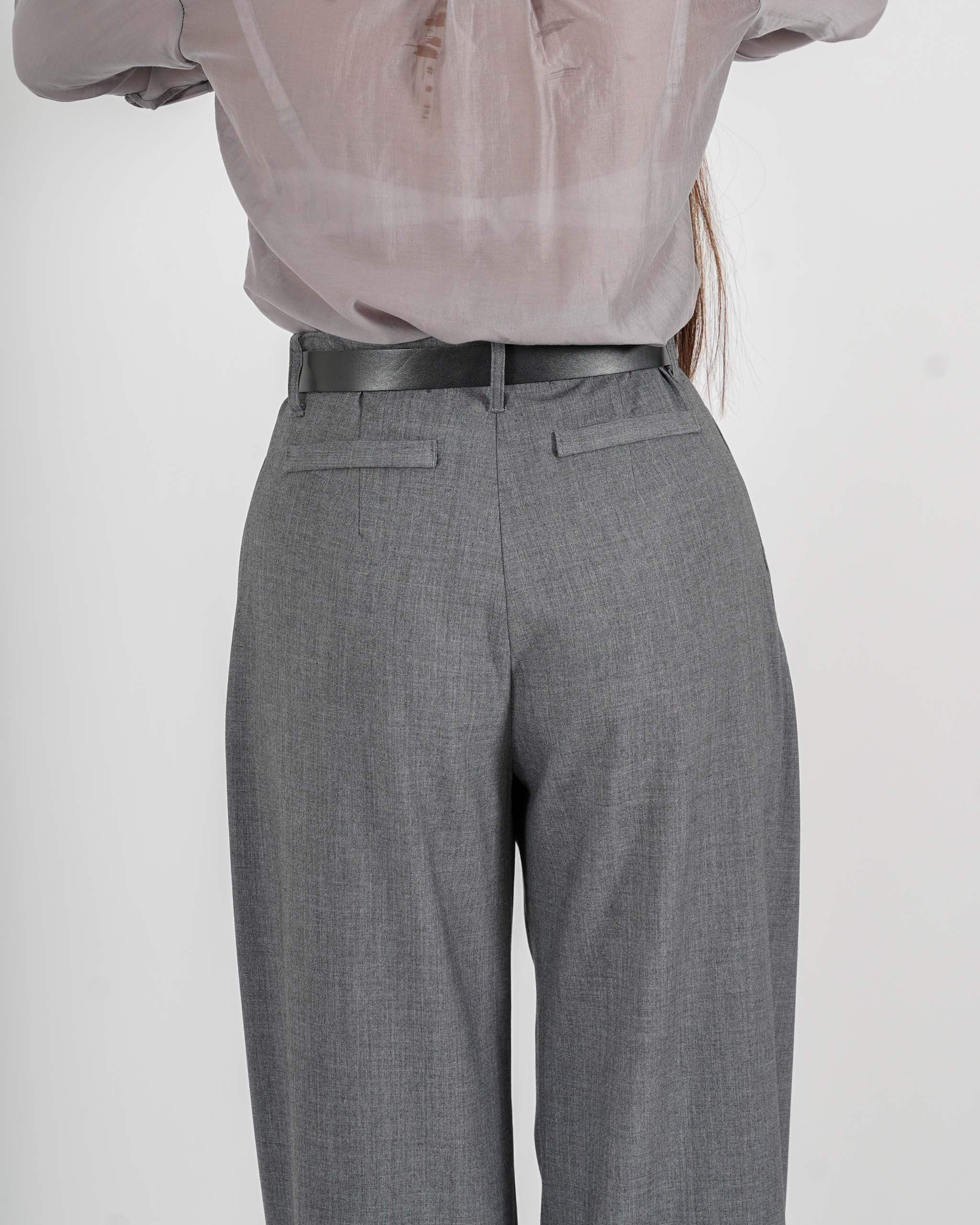 Pantaloni vita alta con pence vestibilità regular in gabardina stretch - Agostina