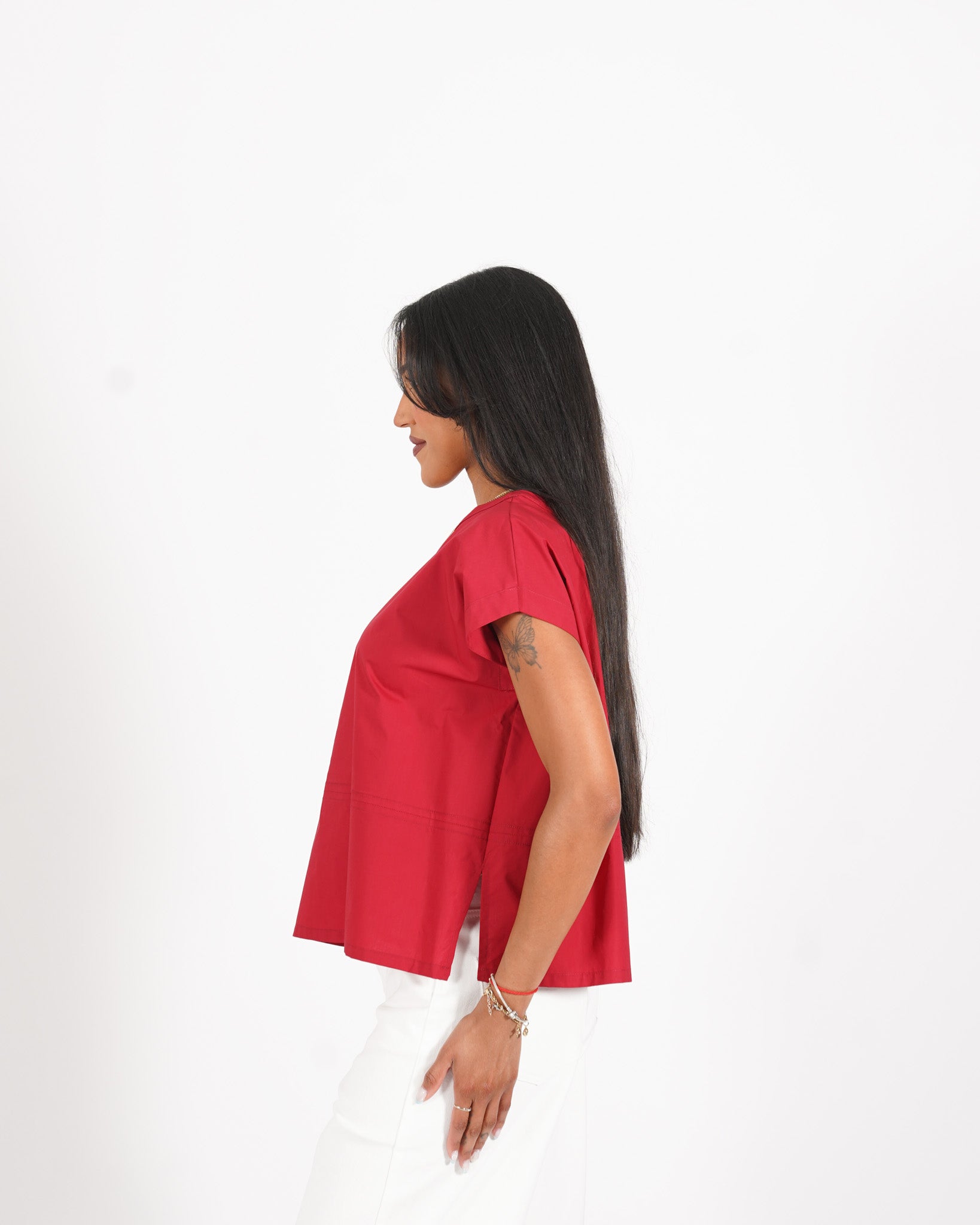 Blusa girocollo mezza manica in cotone - Ulrica