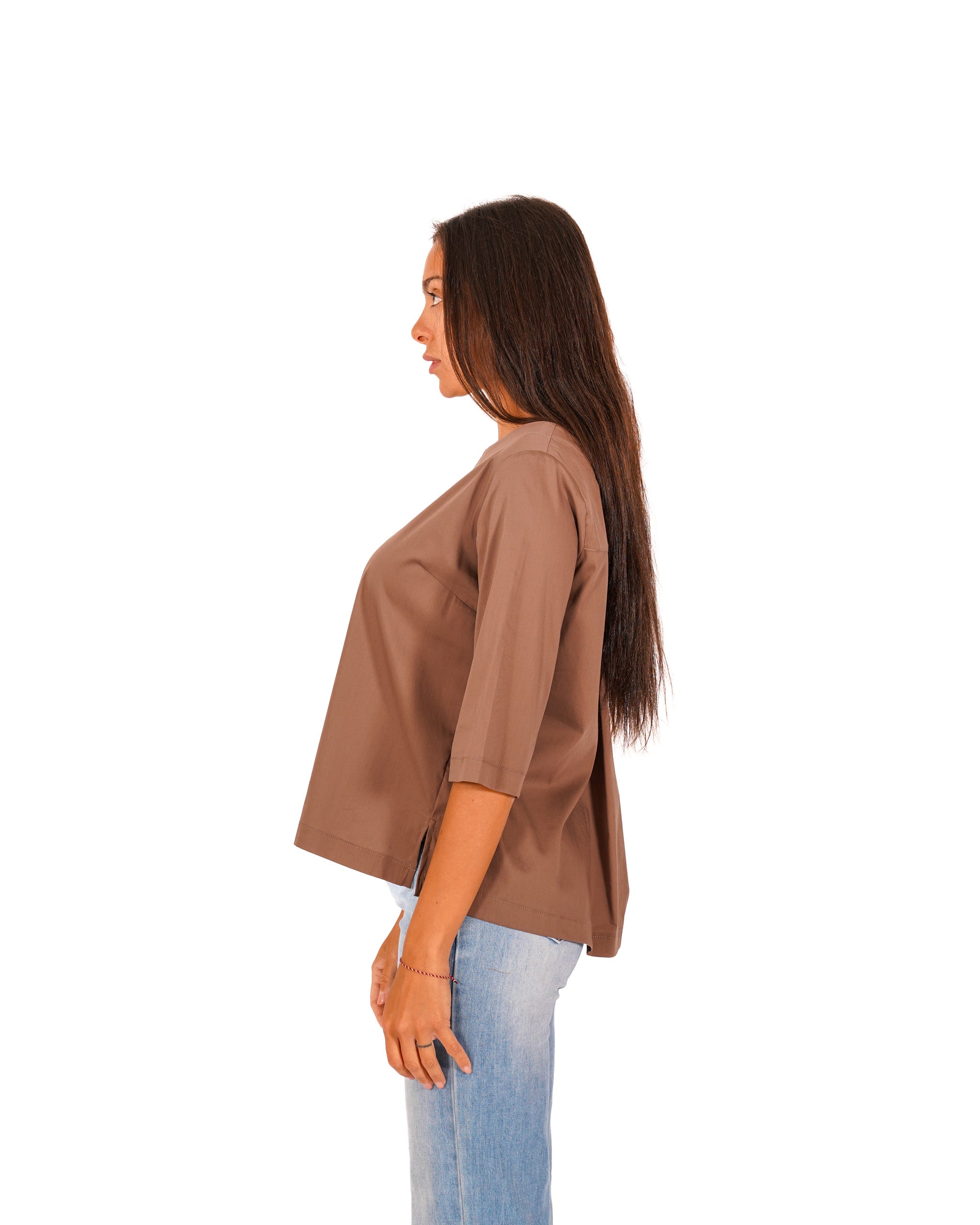 Blusa in cotone girocollo ampio - Natalie