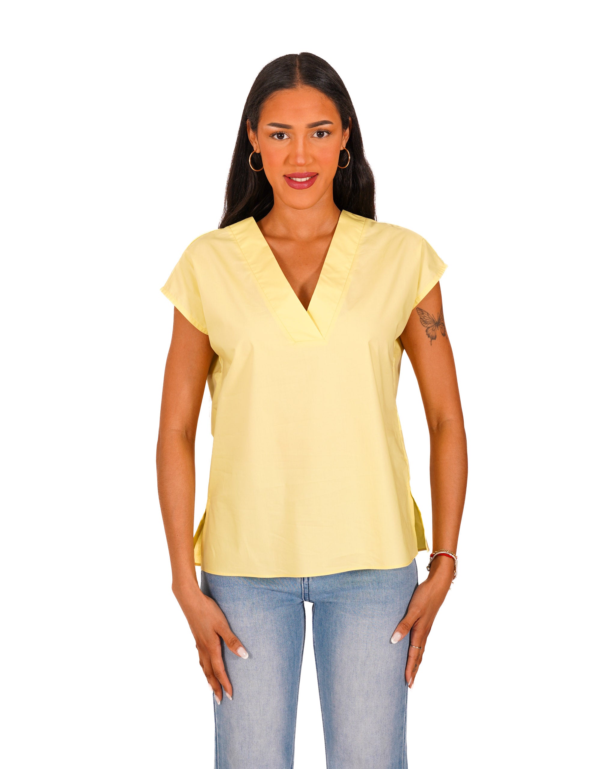 Blusa scollo a v in cotone - Samira