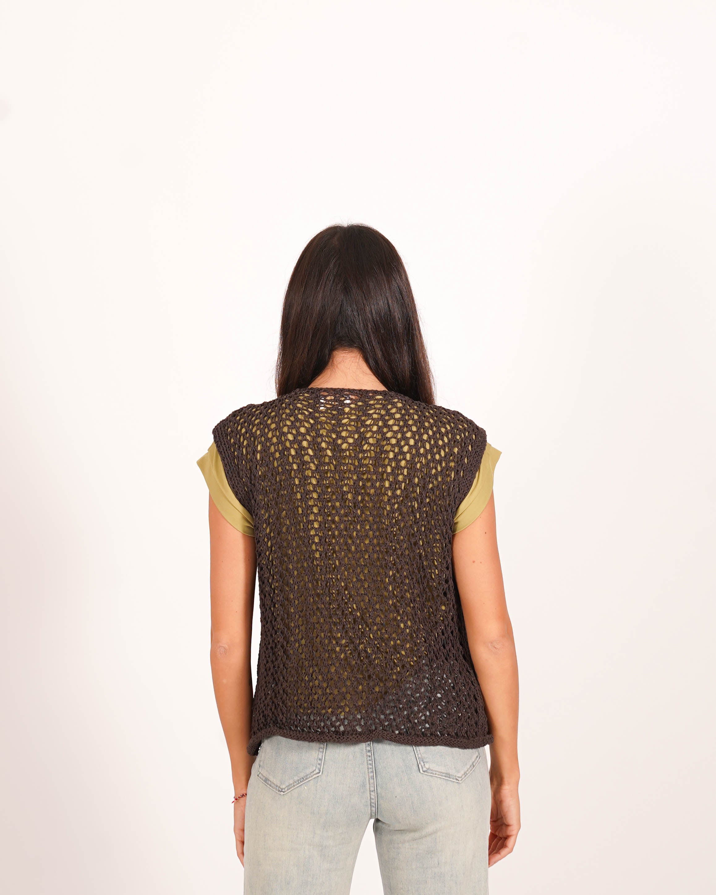 Gilet smanicato con bottoni in oro e tasche frontali - Provvidenza
