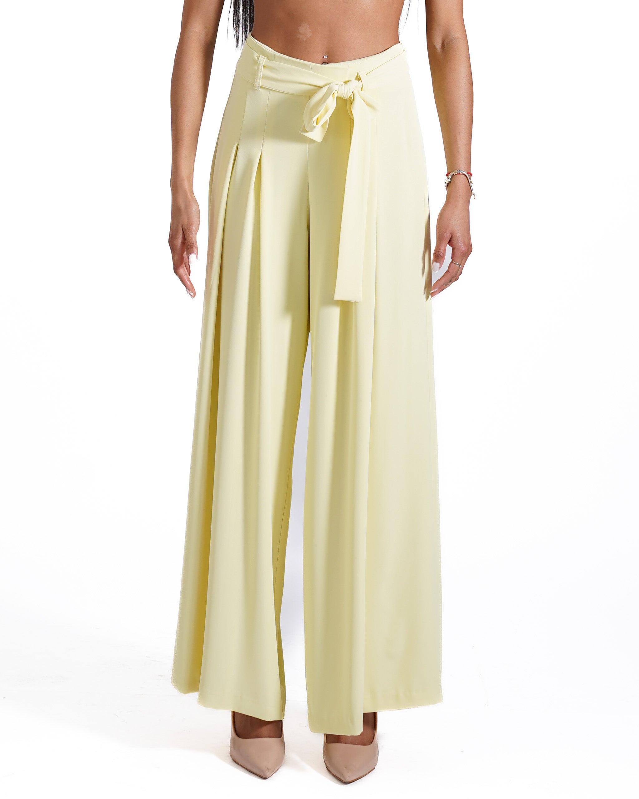 Pantaloni palazzo a vita alta in cady crepe - Ancilla
