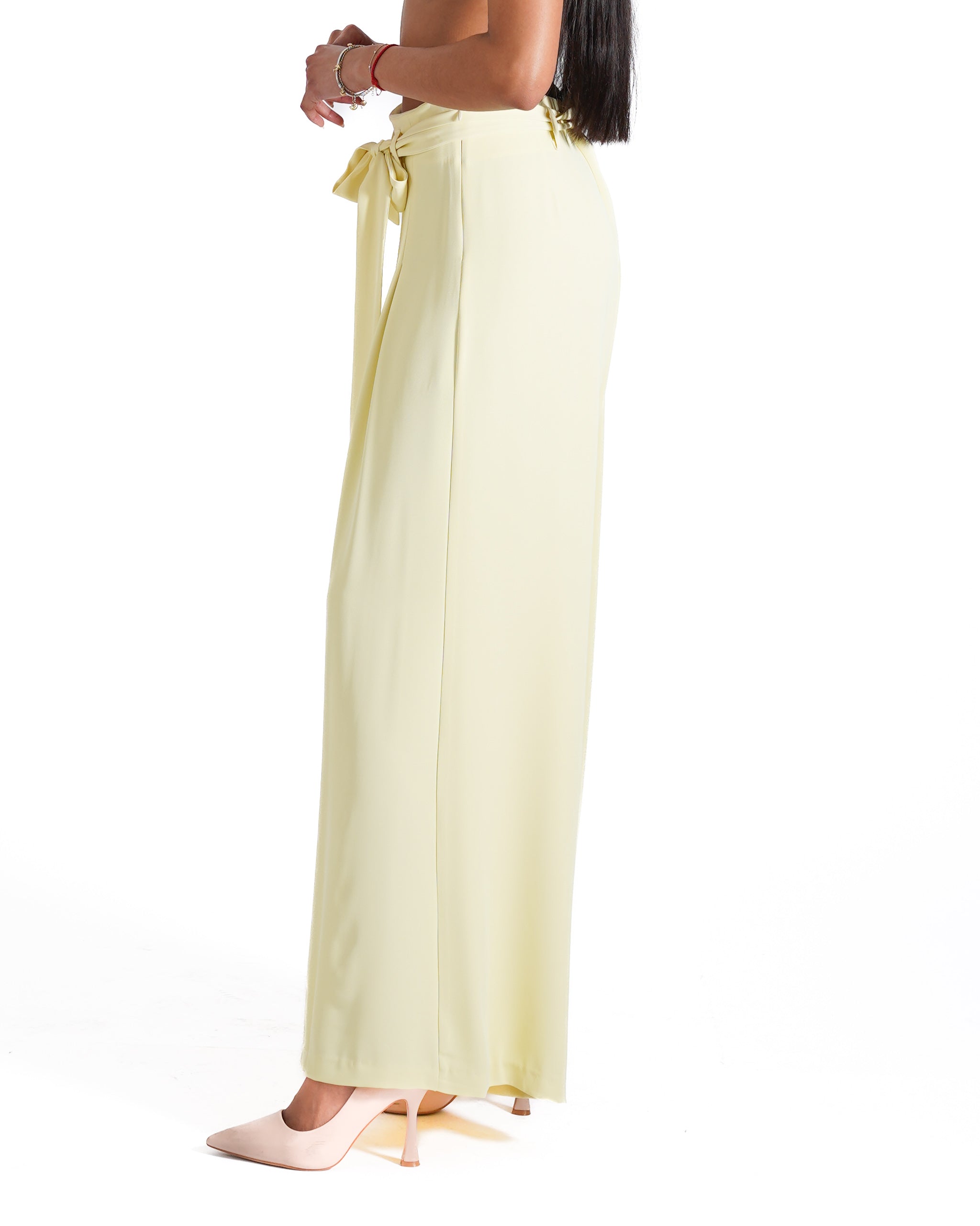 Pantaloni palazzo a vita alta in cady crepe - Ancilla