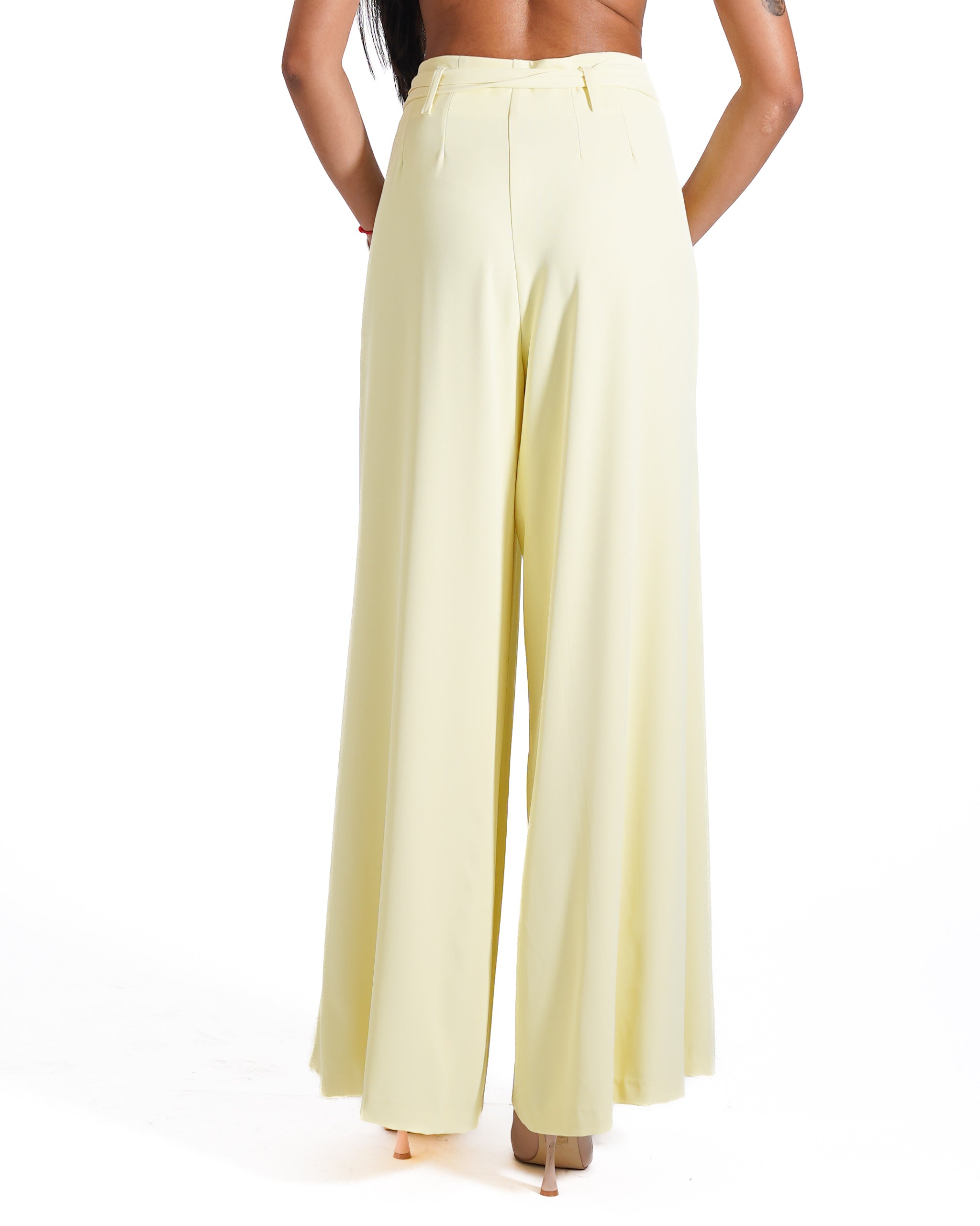 Pantaloni palazzo a vita alta in cady crepe - Ancilla