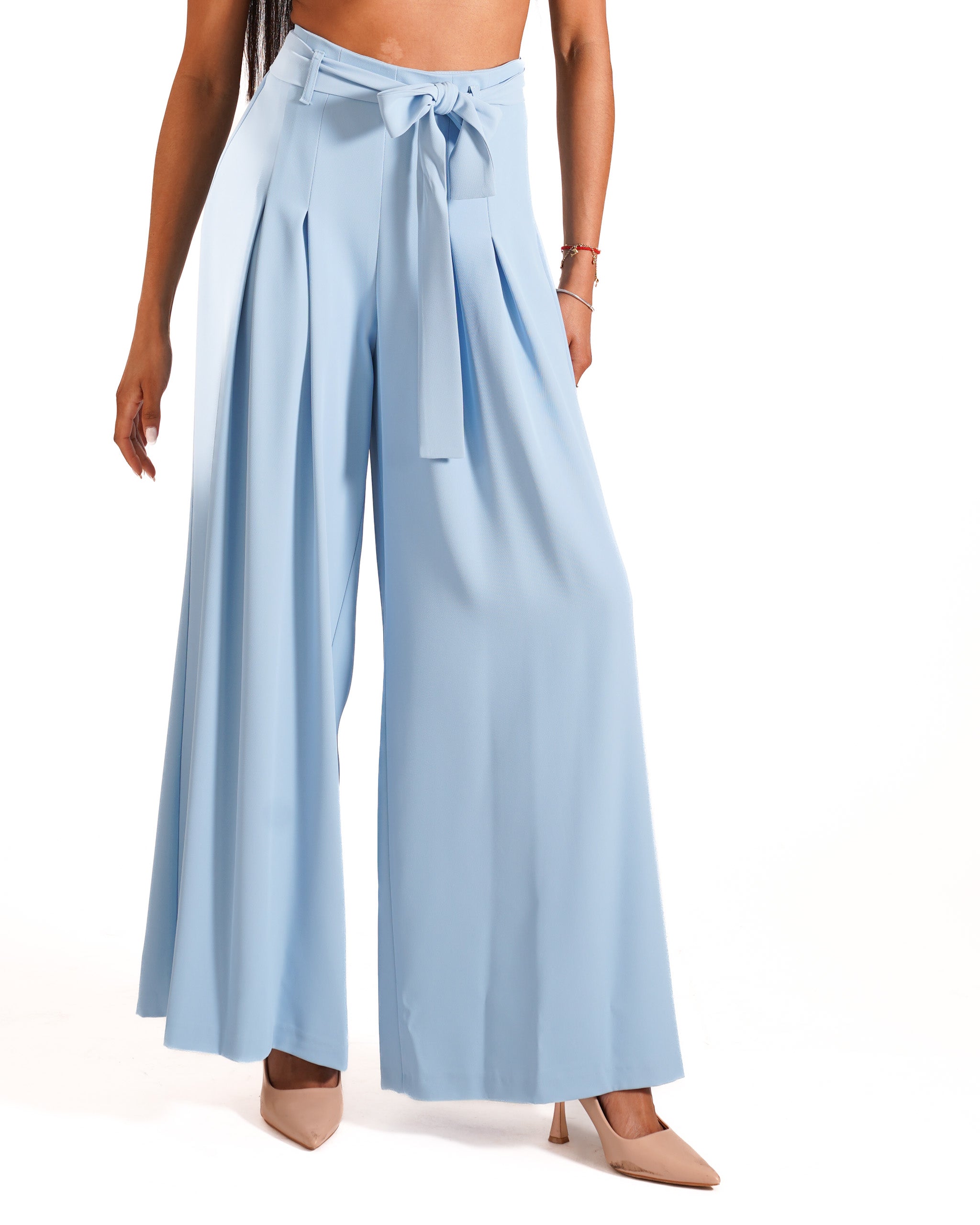 Pantaloni palazzo a vita alta in cady crepe - Ancilla