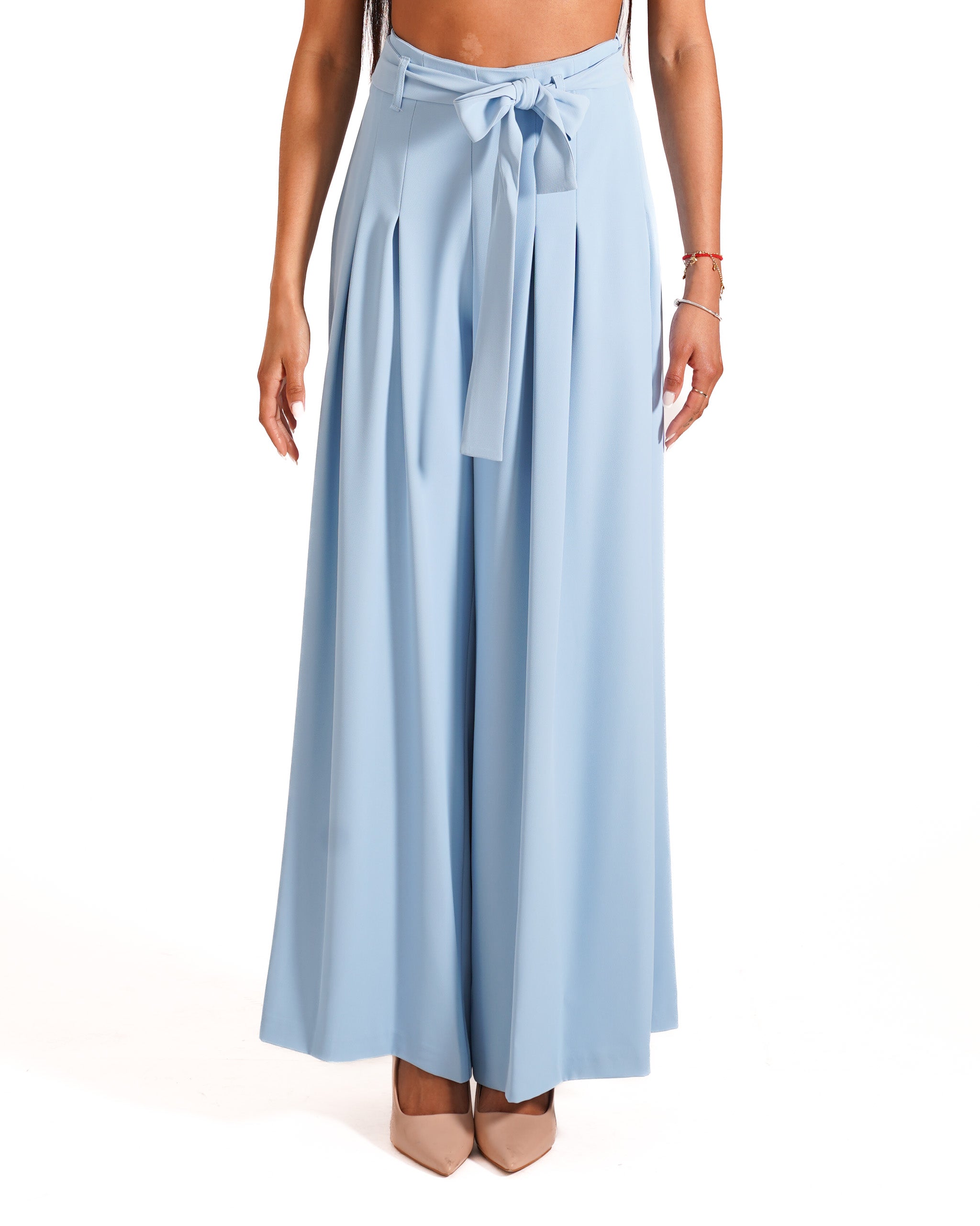 Pantaloni palazzo a vita alta in cady crepe - Ancilla