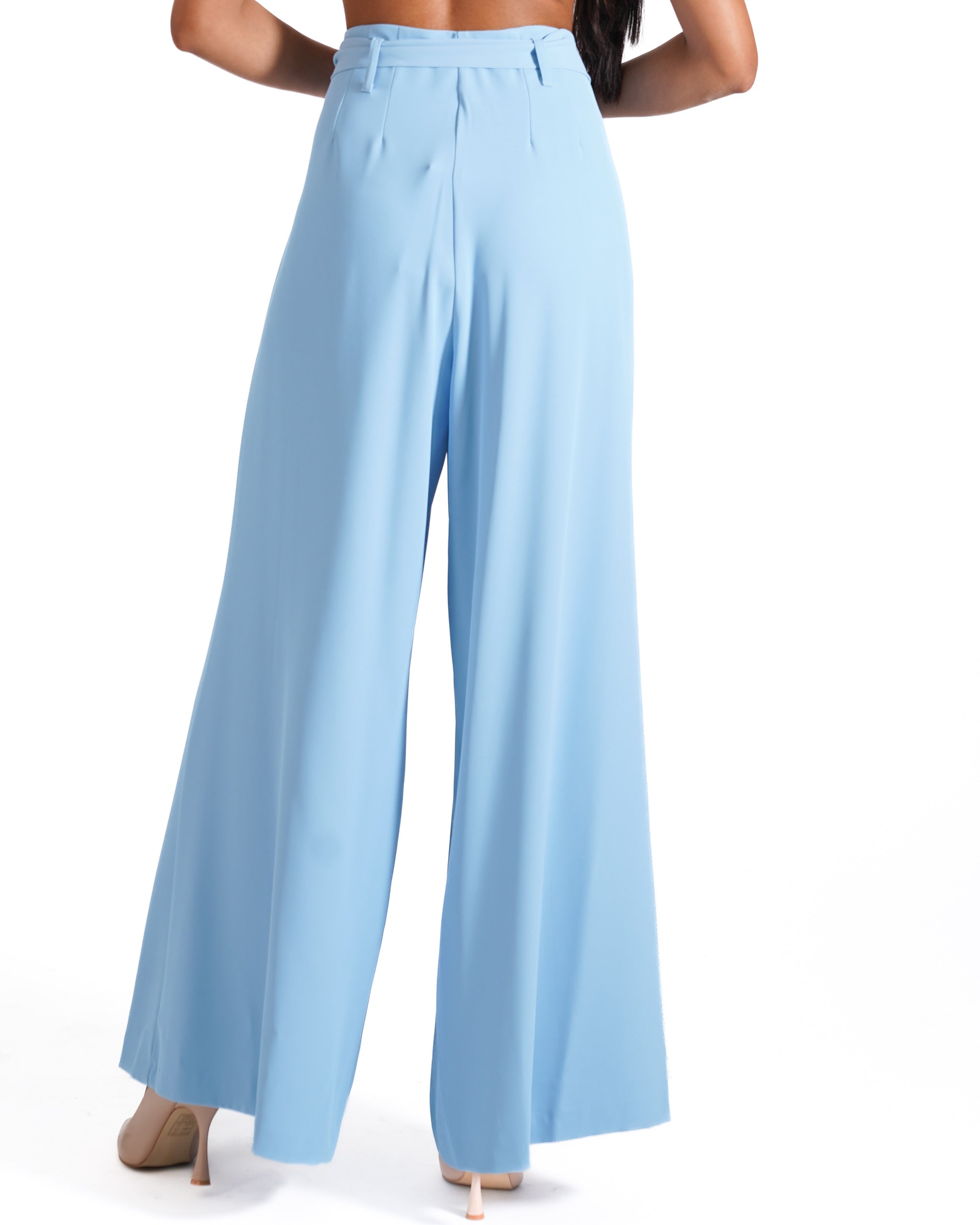 Pantaloni palazzo a vita alta in cady crepe - Ancilla