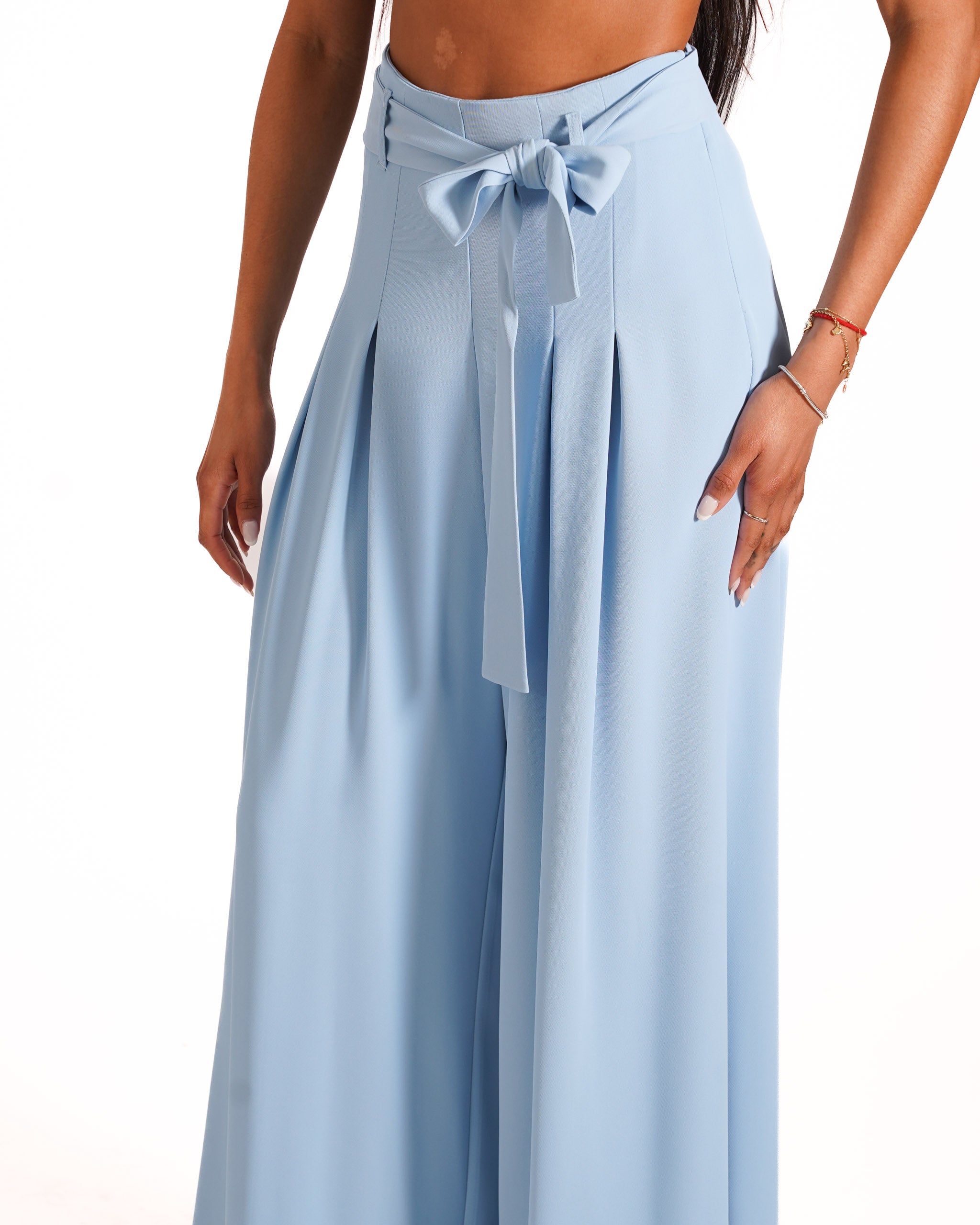 Pantaloni palazzo a vita alta in cady crepe - Ancilla