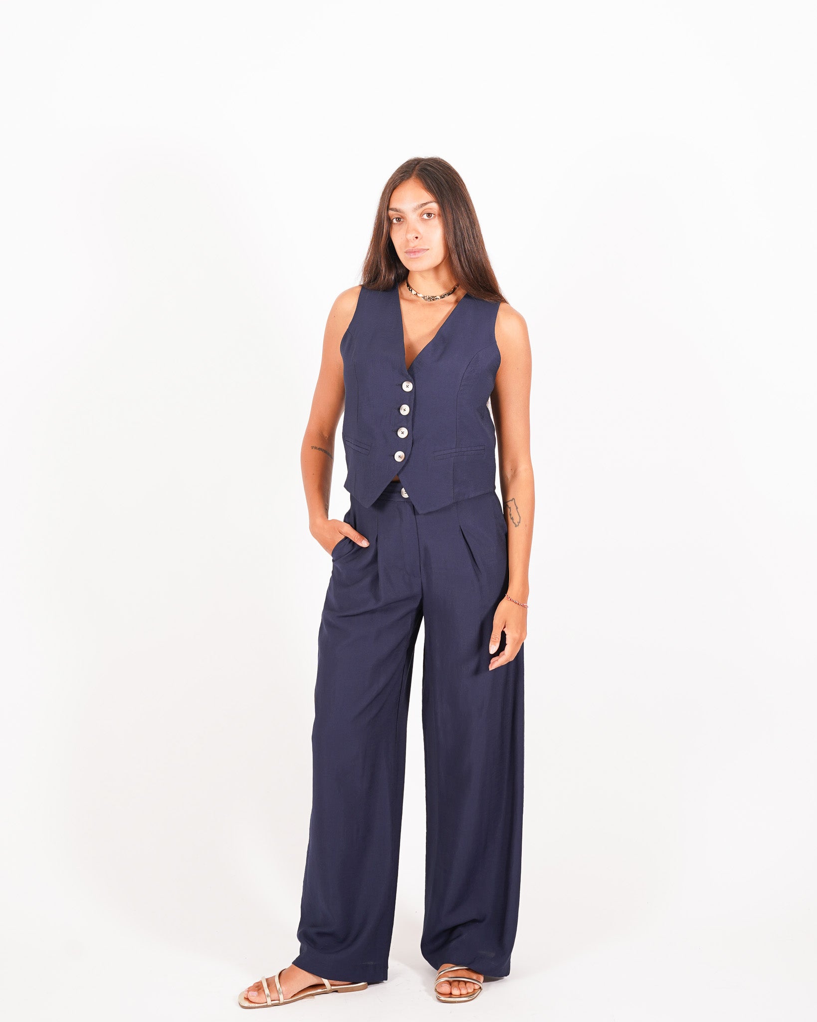 Coordinato gilet monopetto e pantalone regular fit - Mildred
