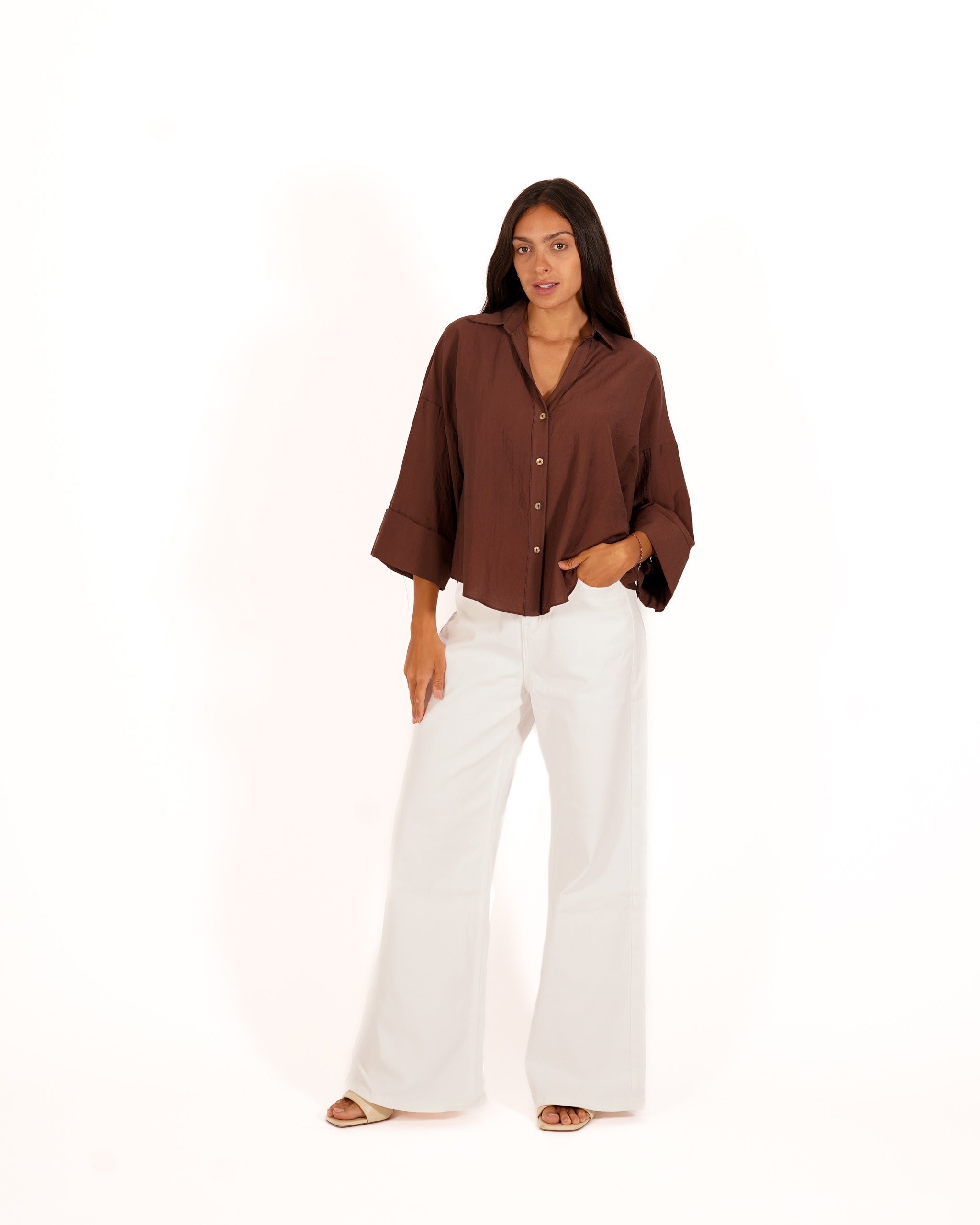 Camicia manica 3/4 in ecofibra - Heather