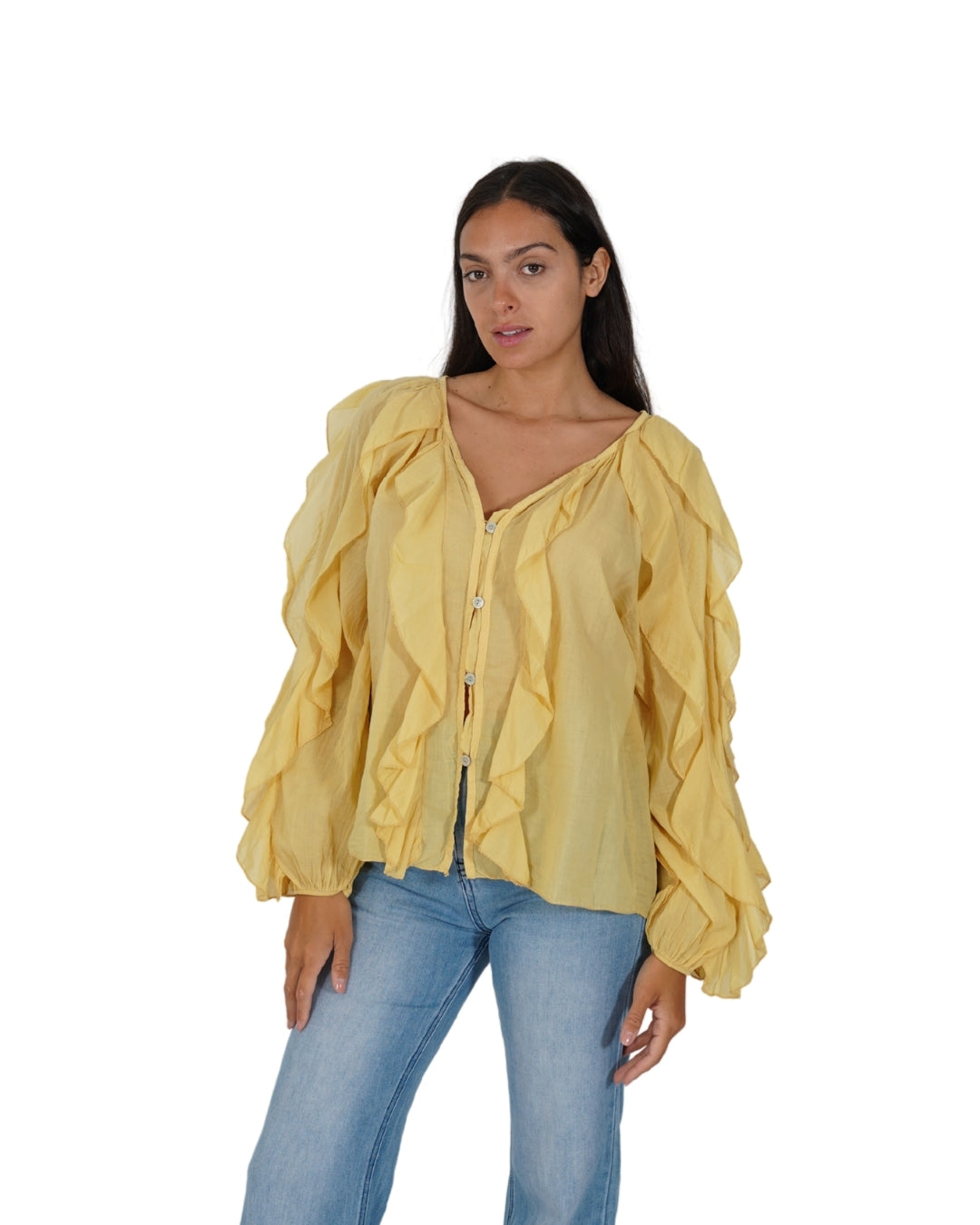 Camicia manica lunga con rouche - Maelle