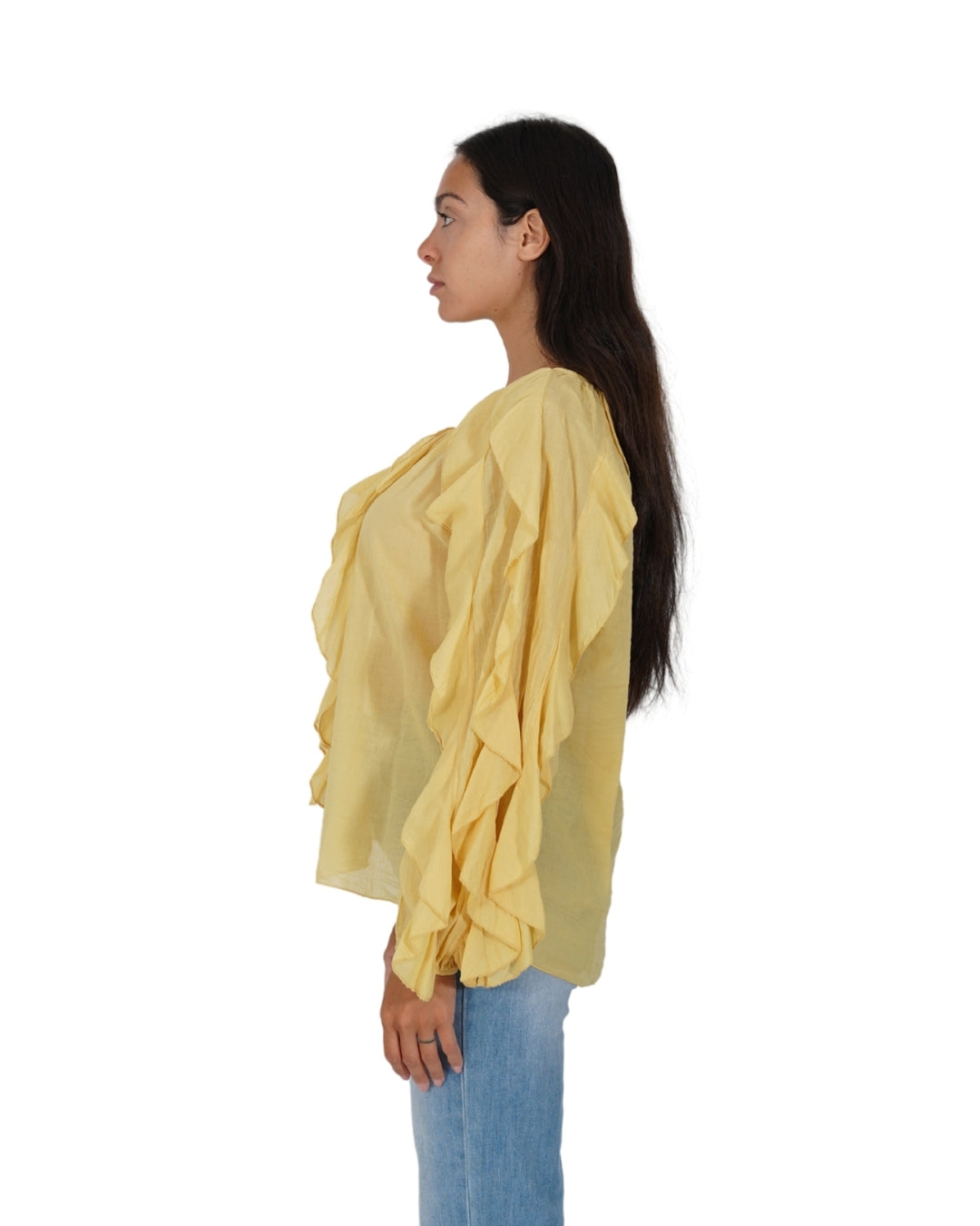 Camicia manica lunga con rouche - Maelle