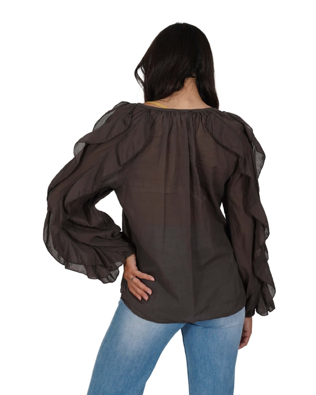 Camicia manica lunga con rouche - Maelle