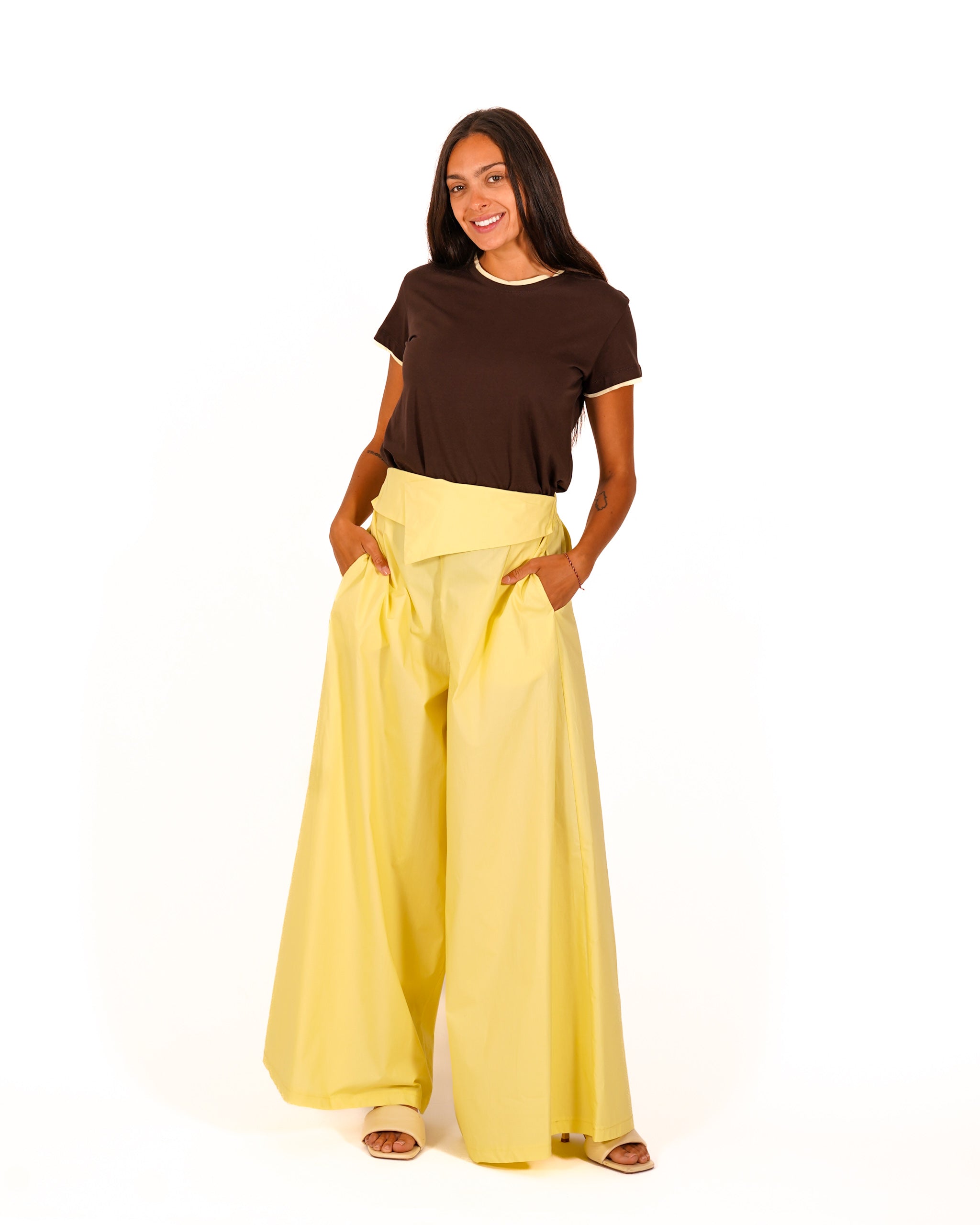 Pantaloni con baschina e tasche in cotone - Yvette