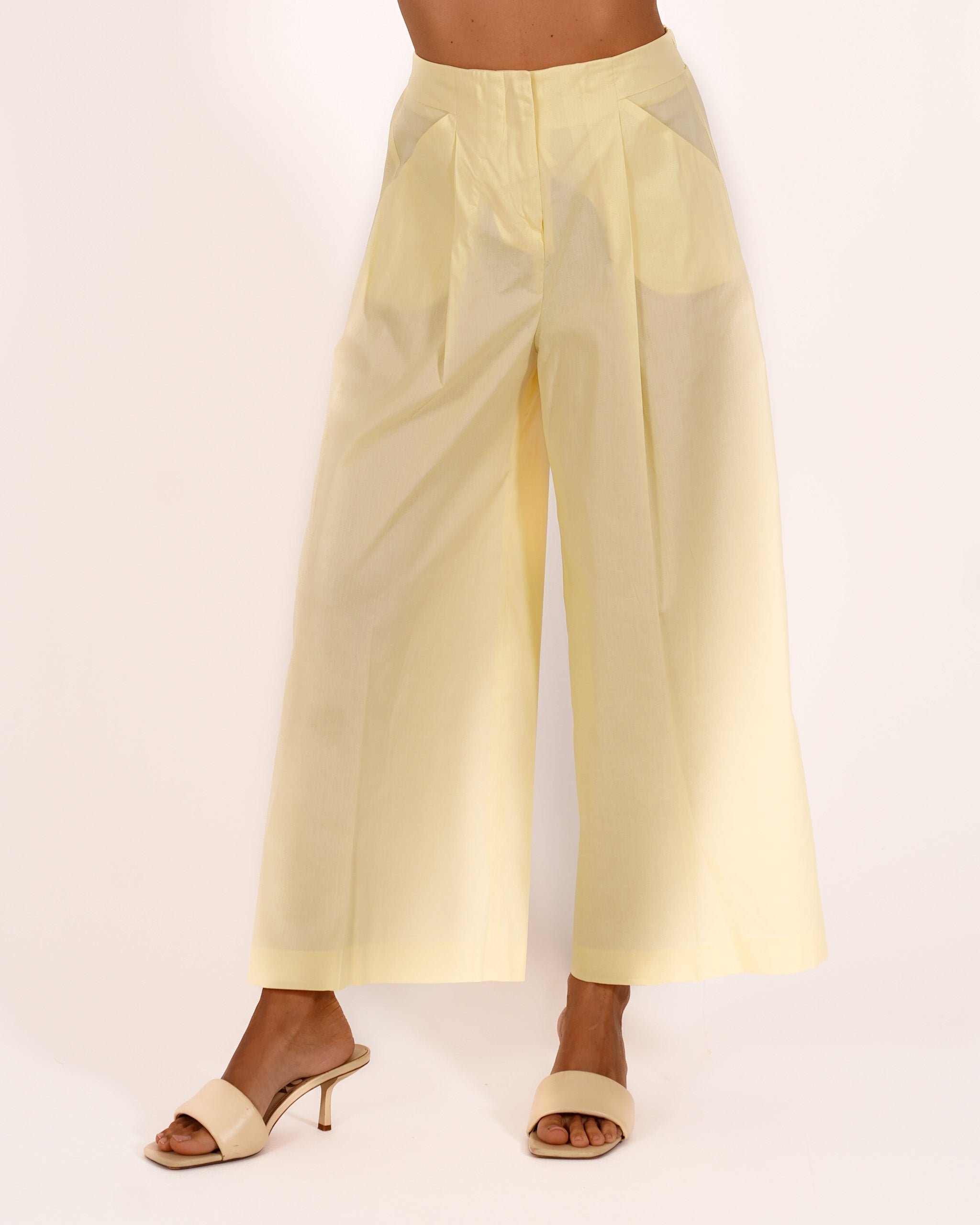Pantaloni cropped in cotone gamba larga - Annika