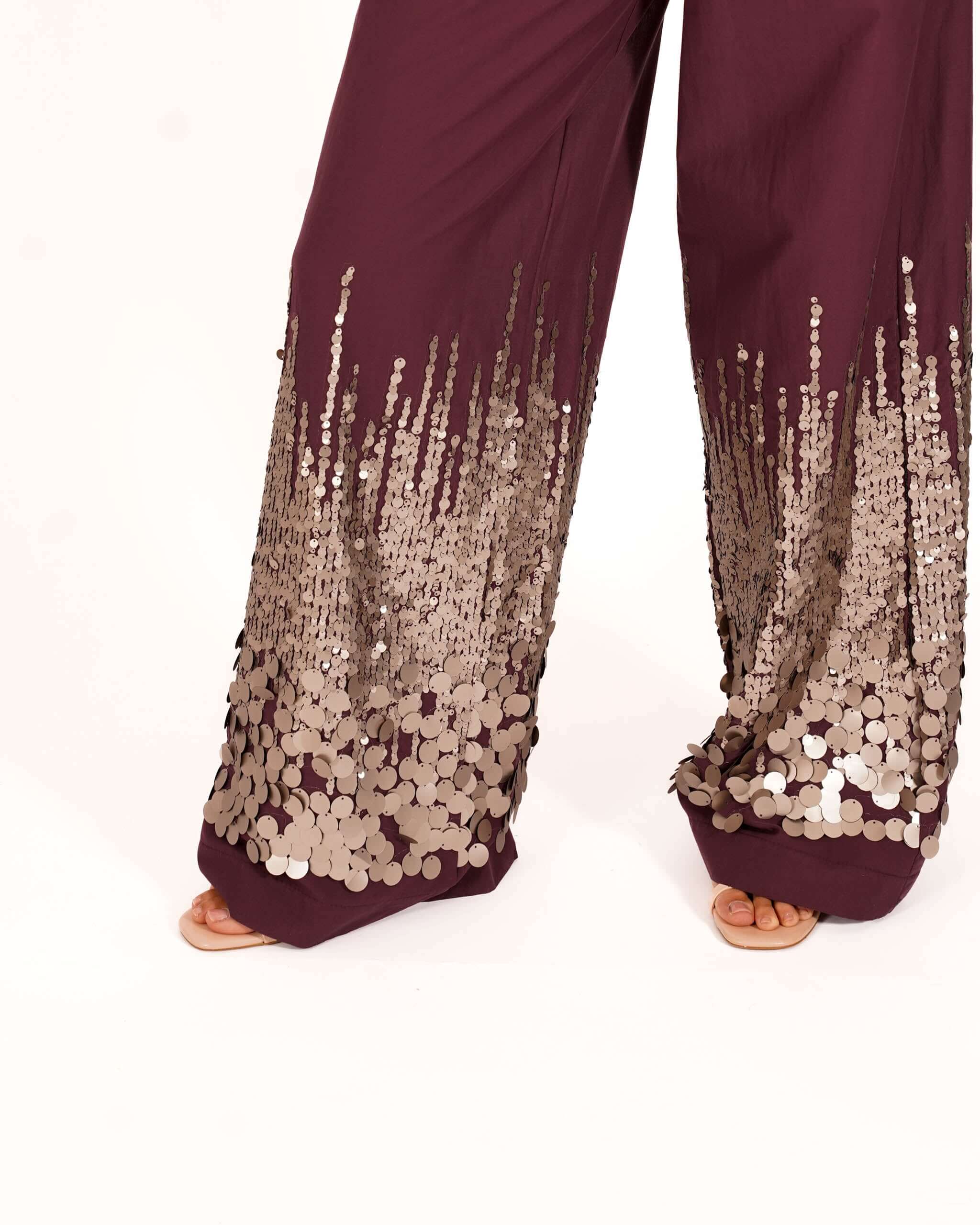 Pantaloni con bustino con paillettes in cotone - Mirka