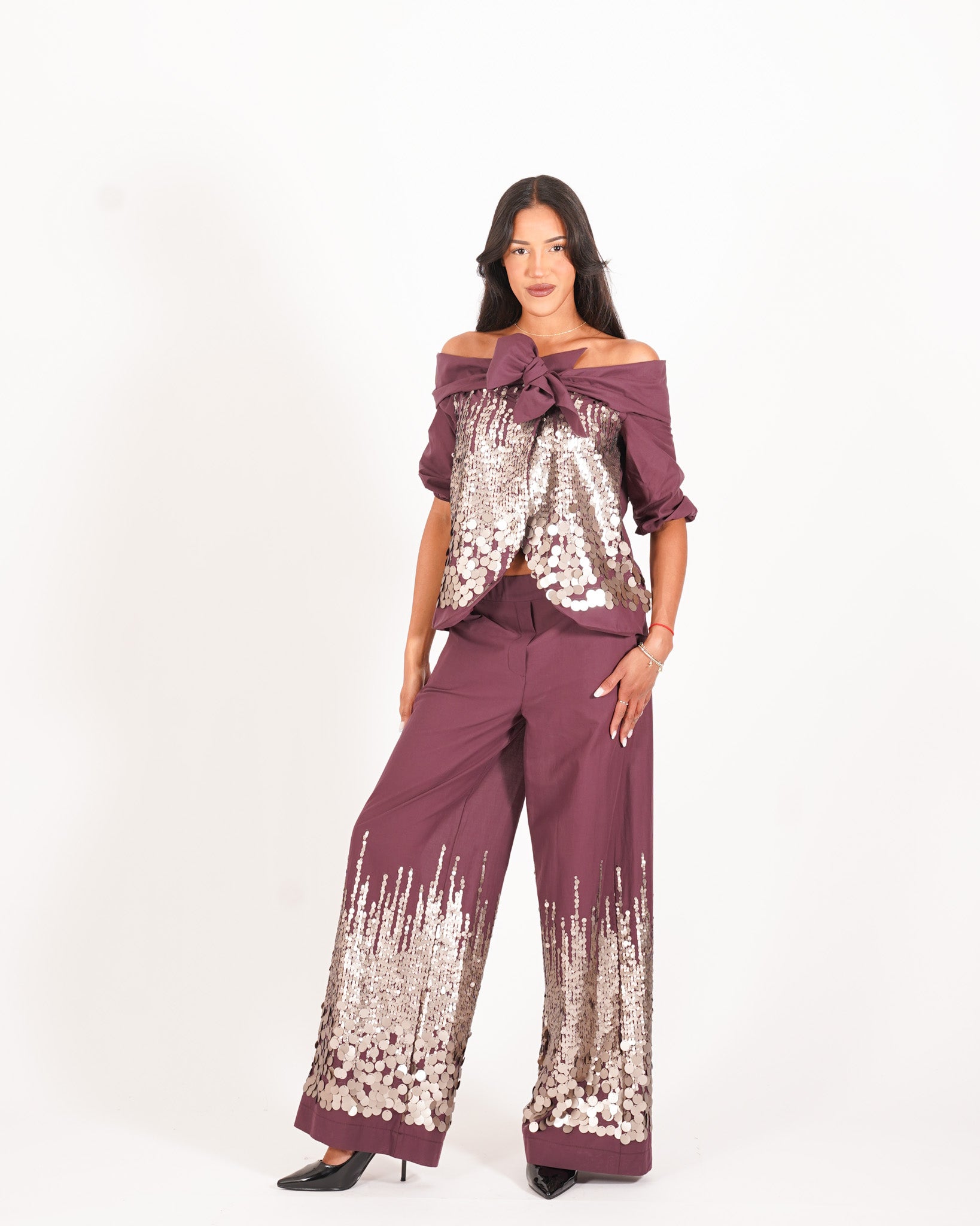 Blusa con paillettes micro e macro - Nancy