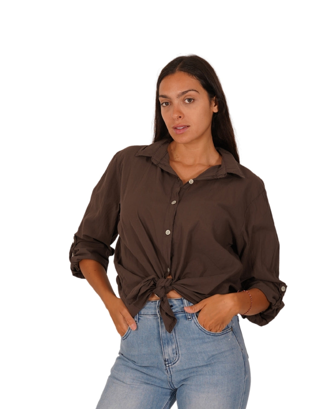 Camicia con nodo e risvolto su manica - Nuciari