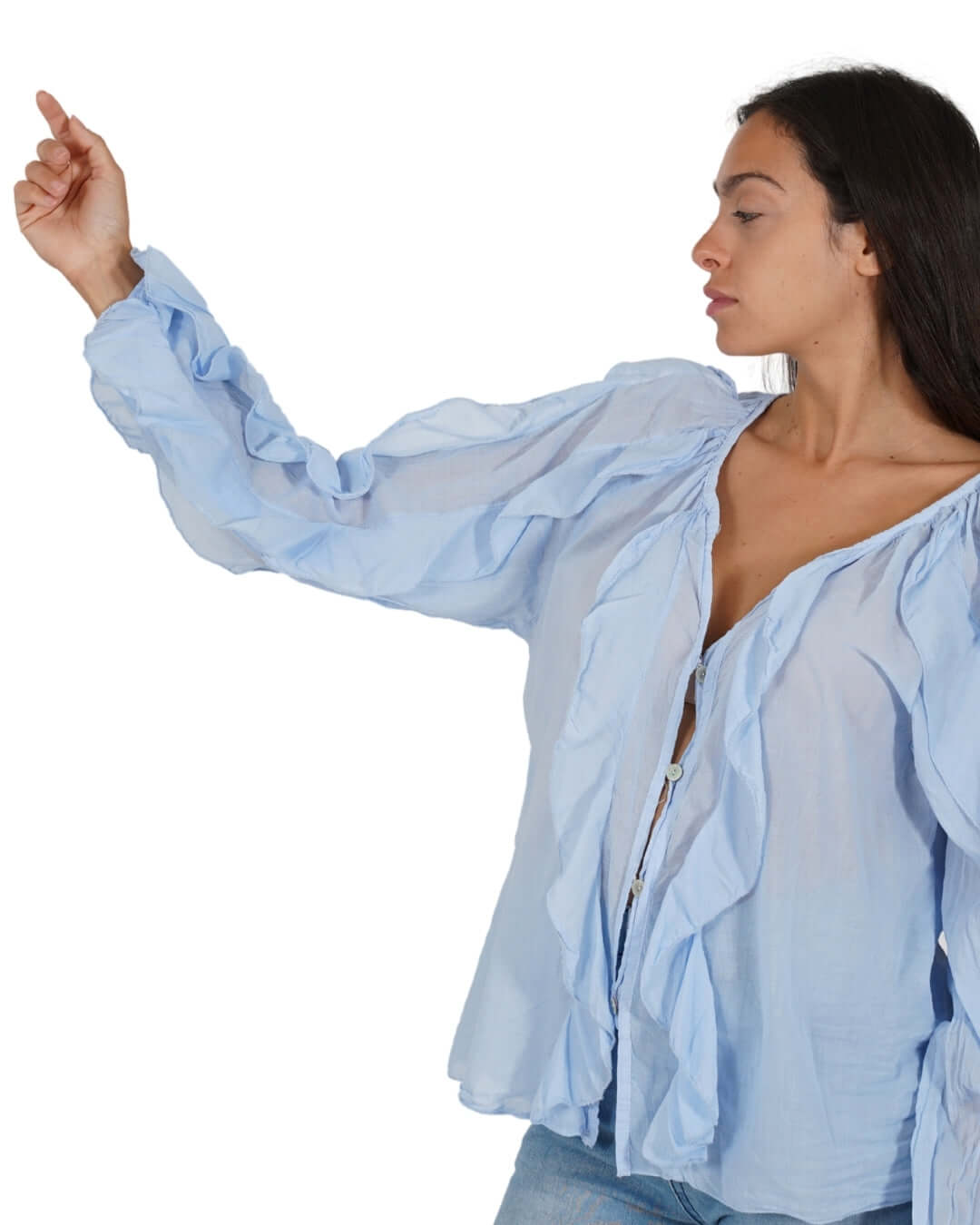 Camicia manica lunga con rouche - Maelle