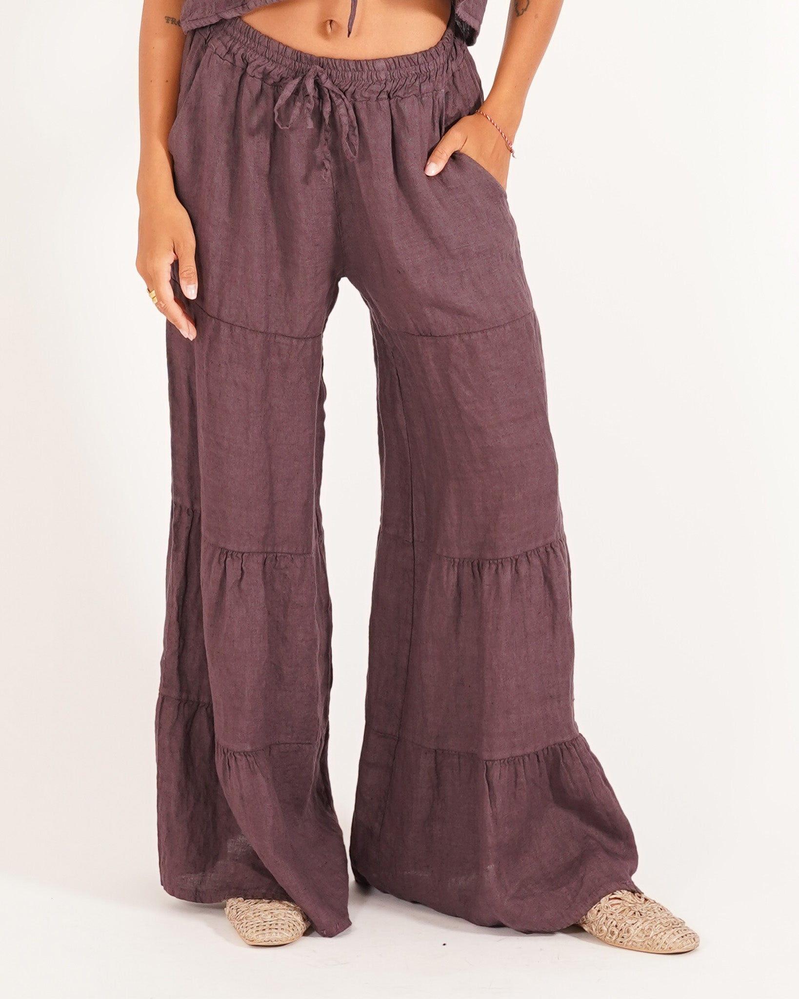 Pantaloni con elastico in vita, coulisse e tasche  - Josie