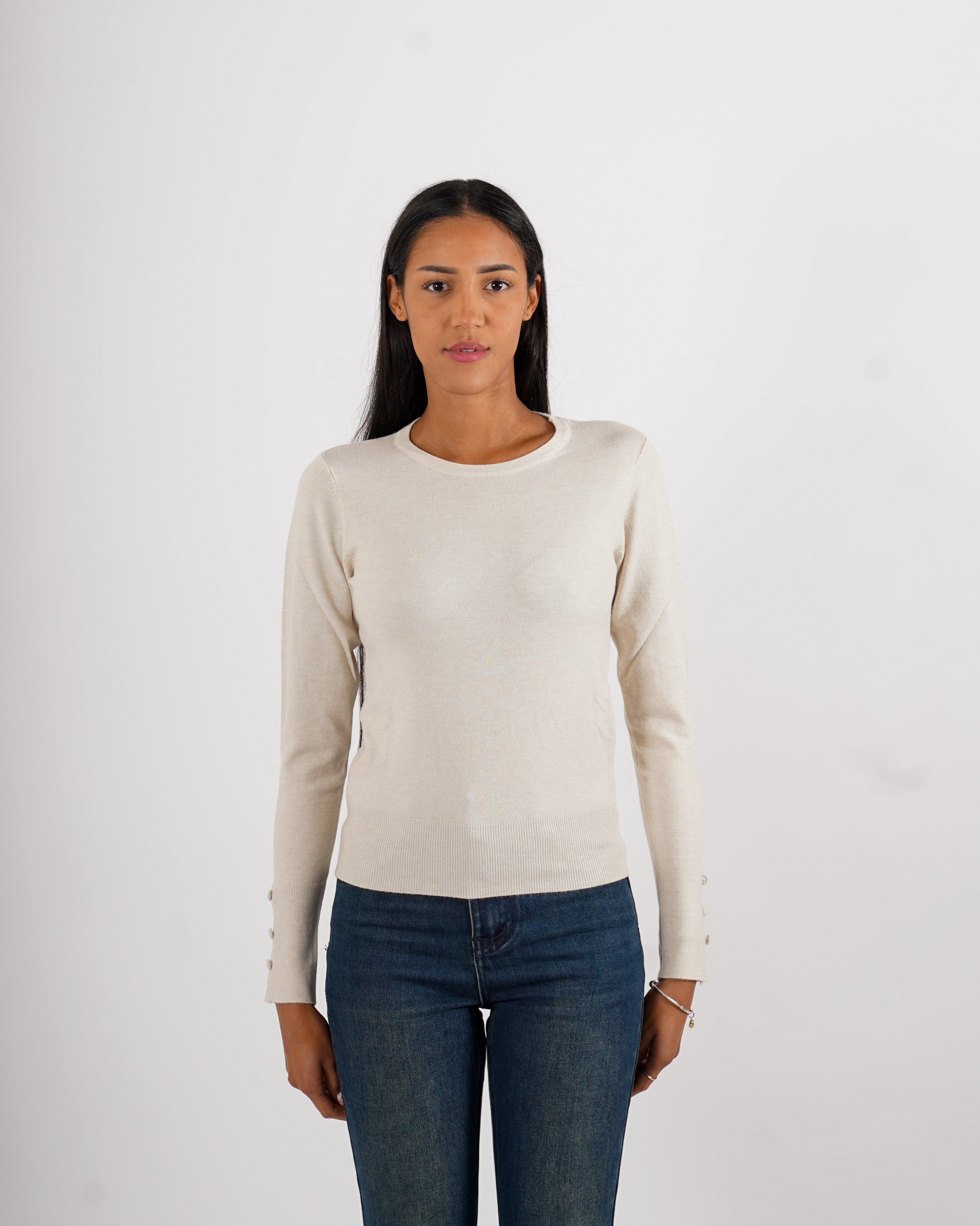 Maglia girocollo slim fit in mano viscosa - Canapa