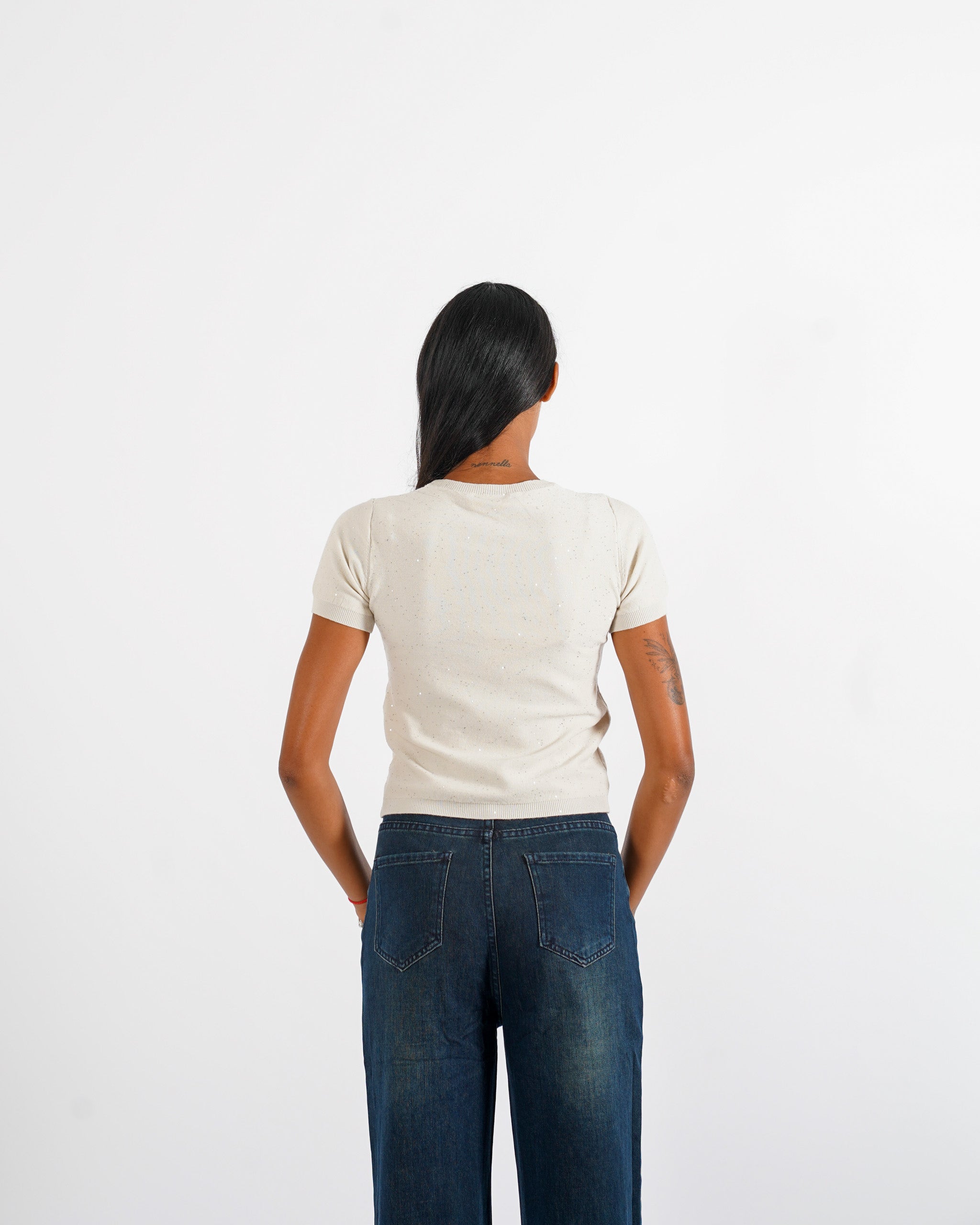 Maglia girocollo con micro paillettes - Bjorn - Hope Fashion