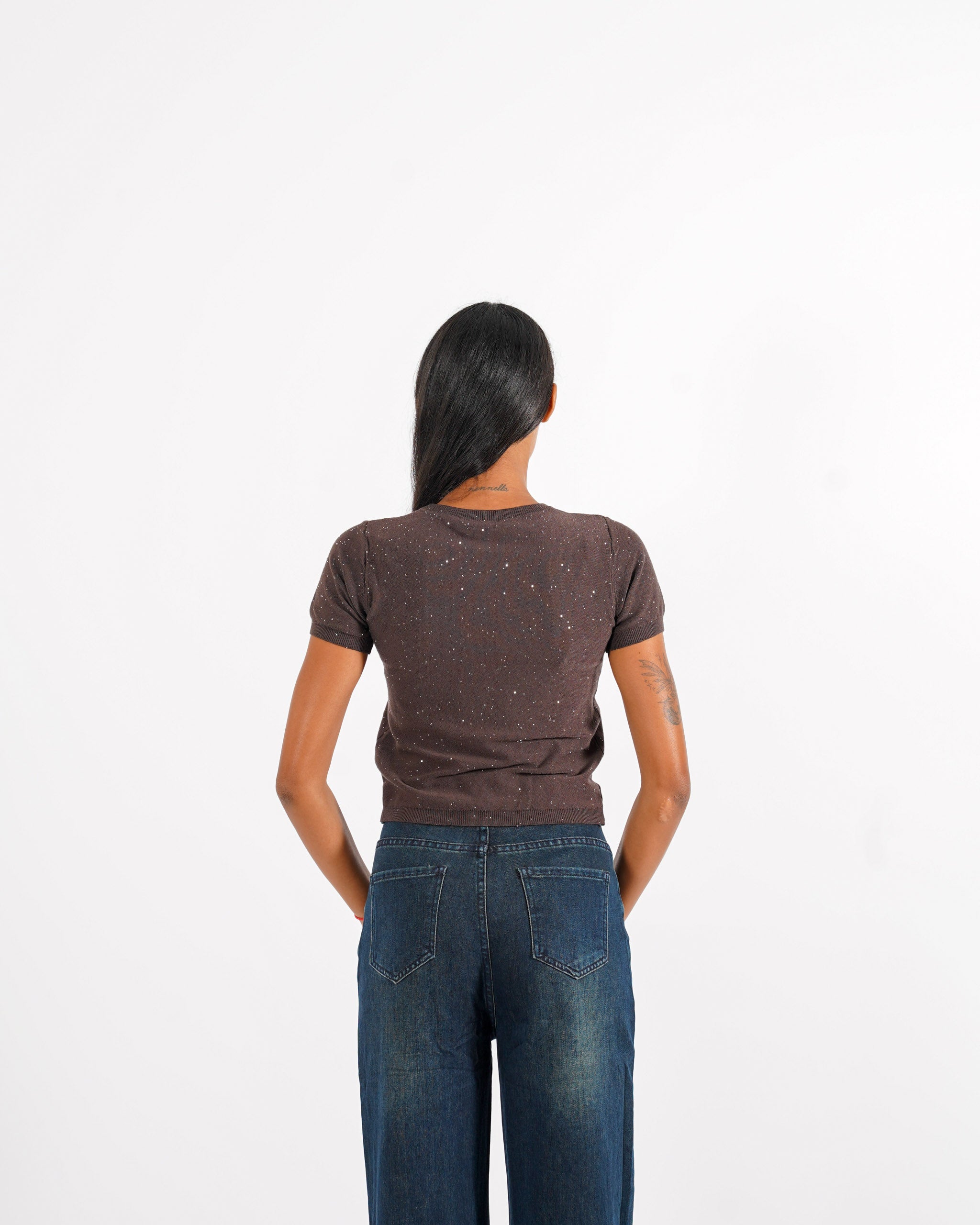 Maglia girocollo con micro paillettes - Bjorn - Hope Fashion