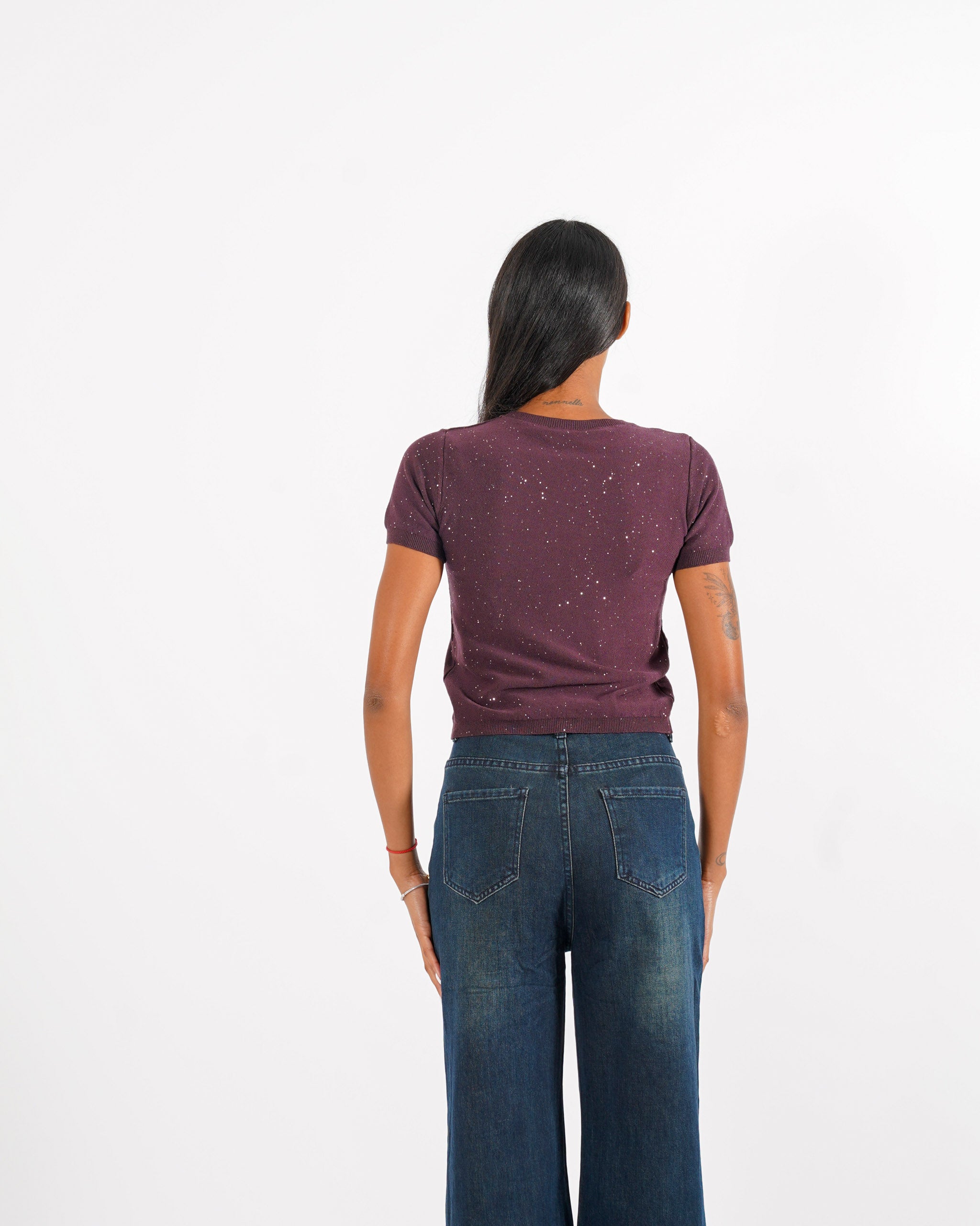 Maglia girocollo con micro paillettes - Bjorn - Hope Fashion