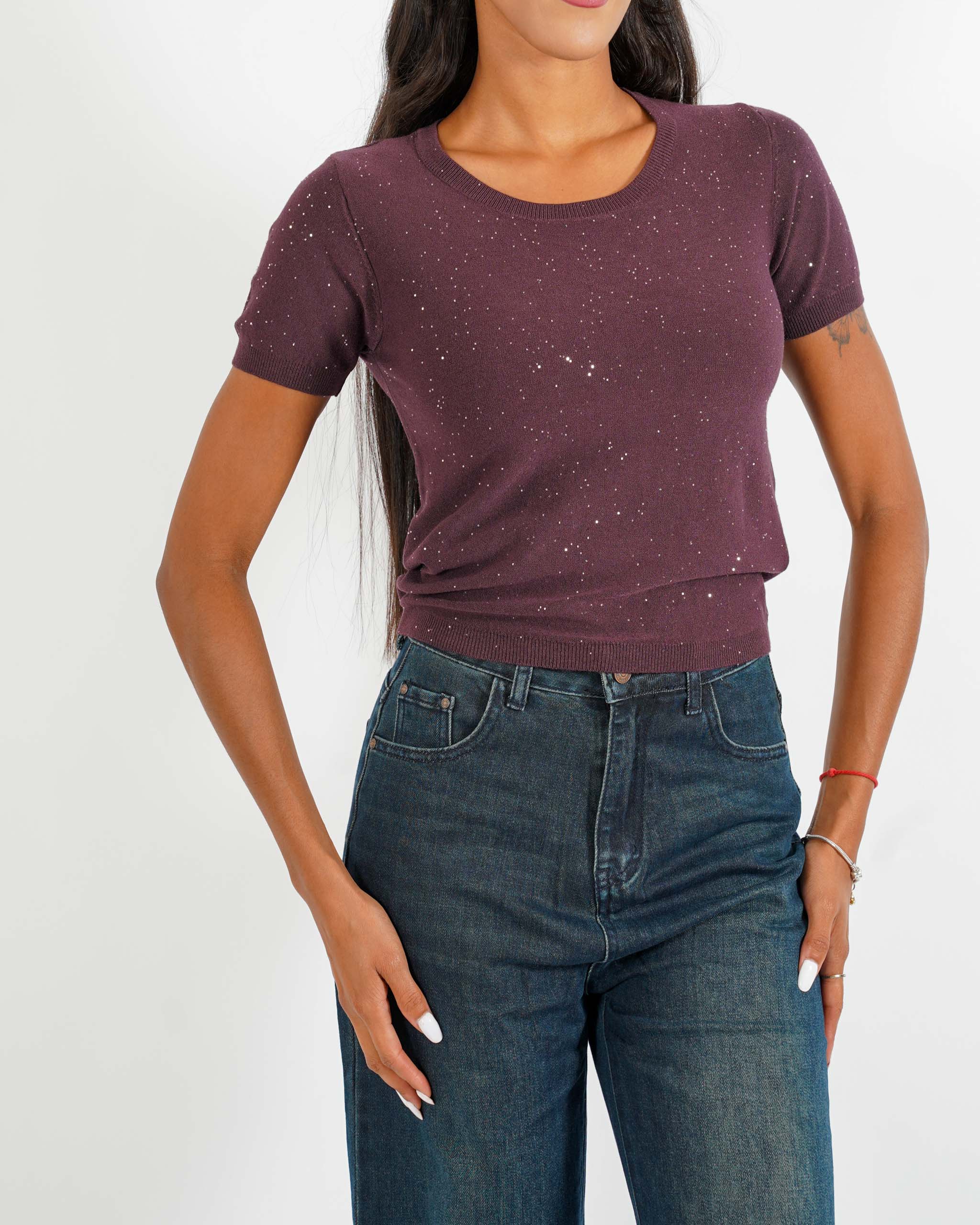 Maglia girocollo con micro paillettes - Bjorn - Hope Fashion