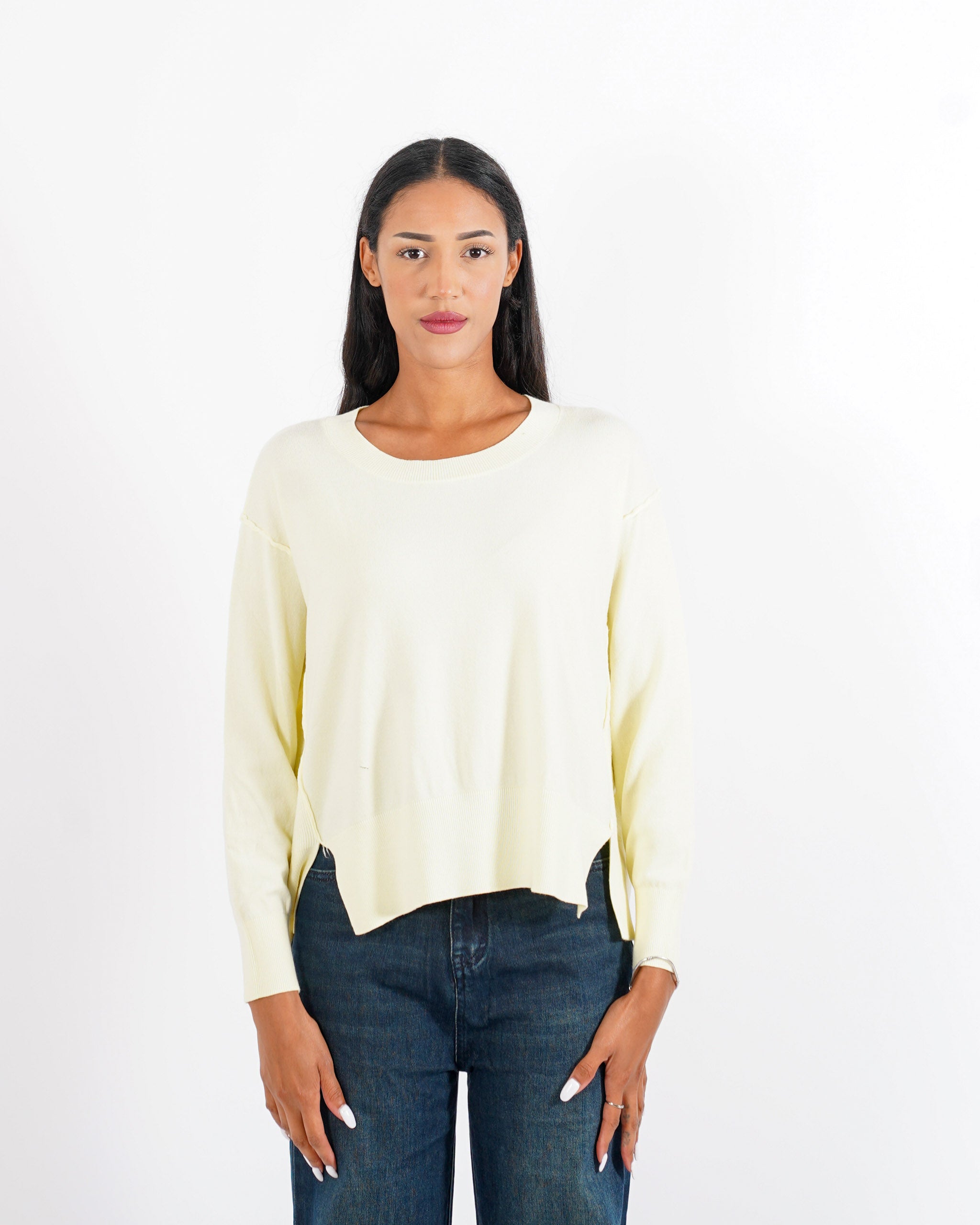 Maglia girocollo con maniche raglan e spacchi - Oringa