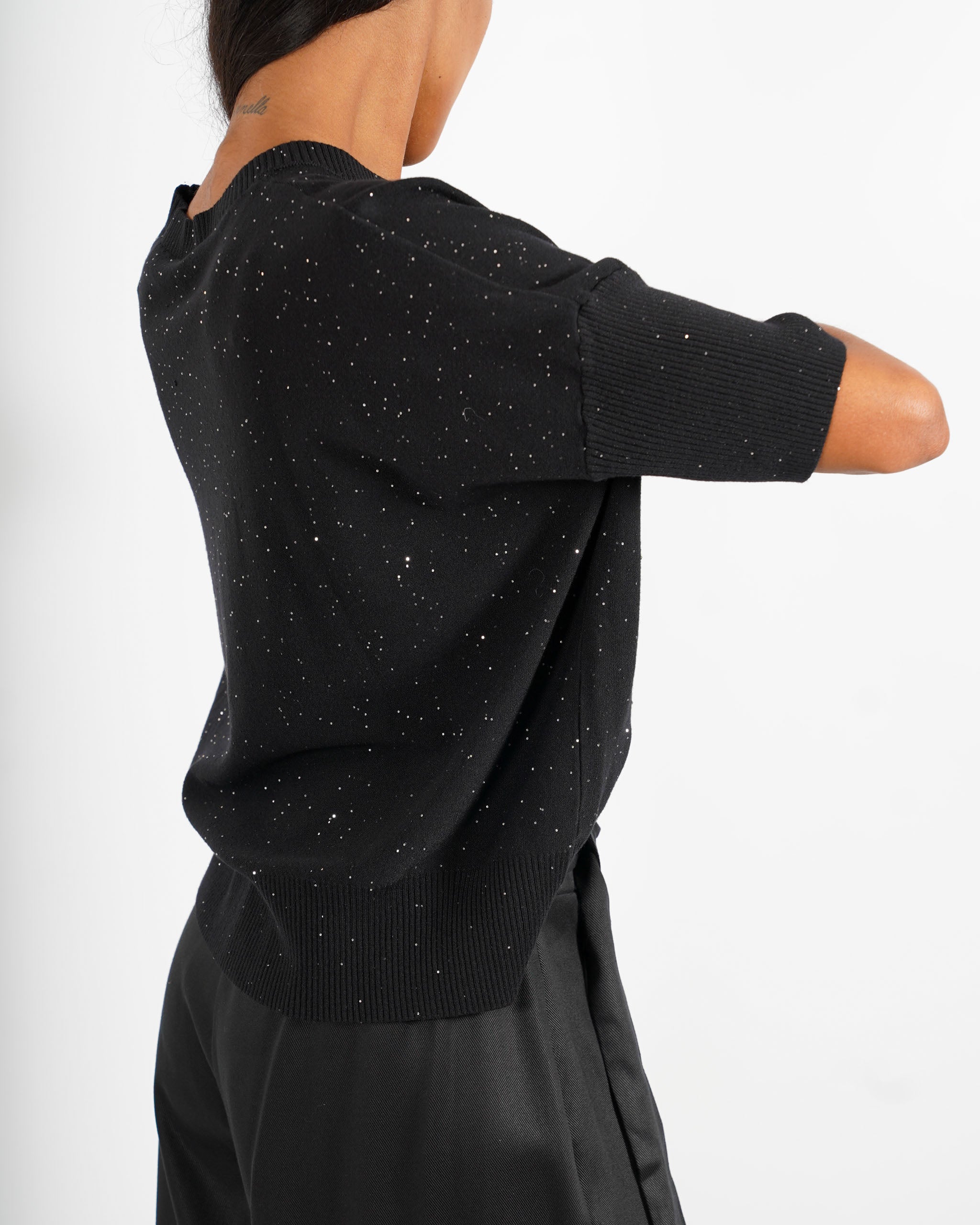 Maglia girocollo manica 3/4 con micropaillettes - Emiliana
