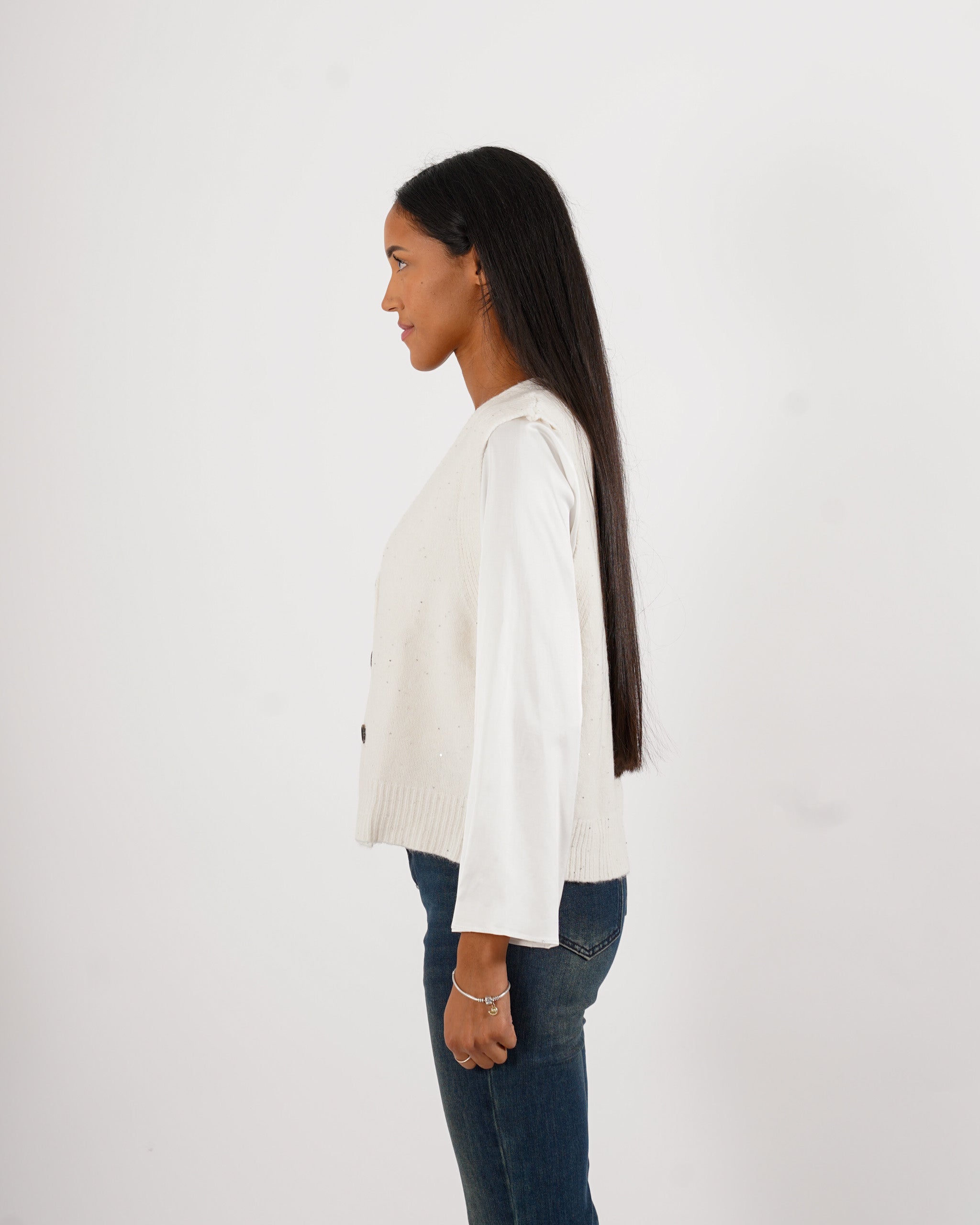Gilet over in tricot con micropaillettes - Gregoria