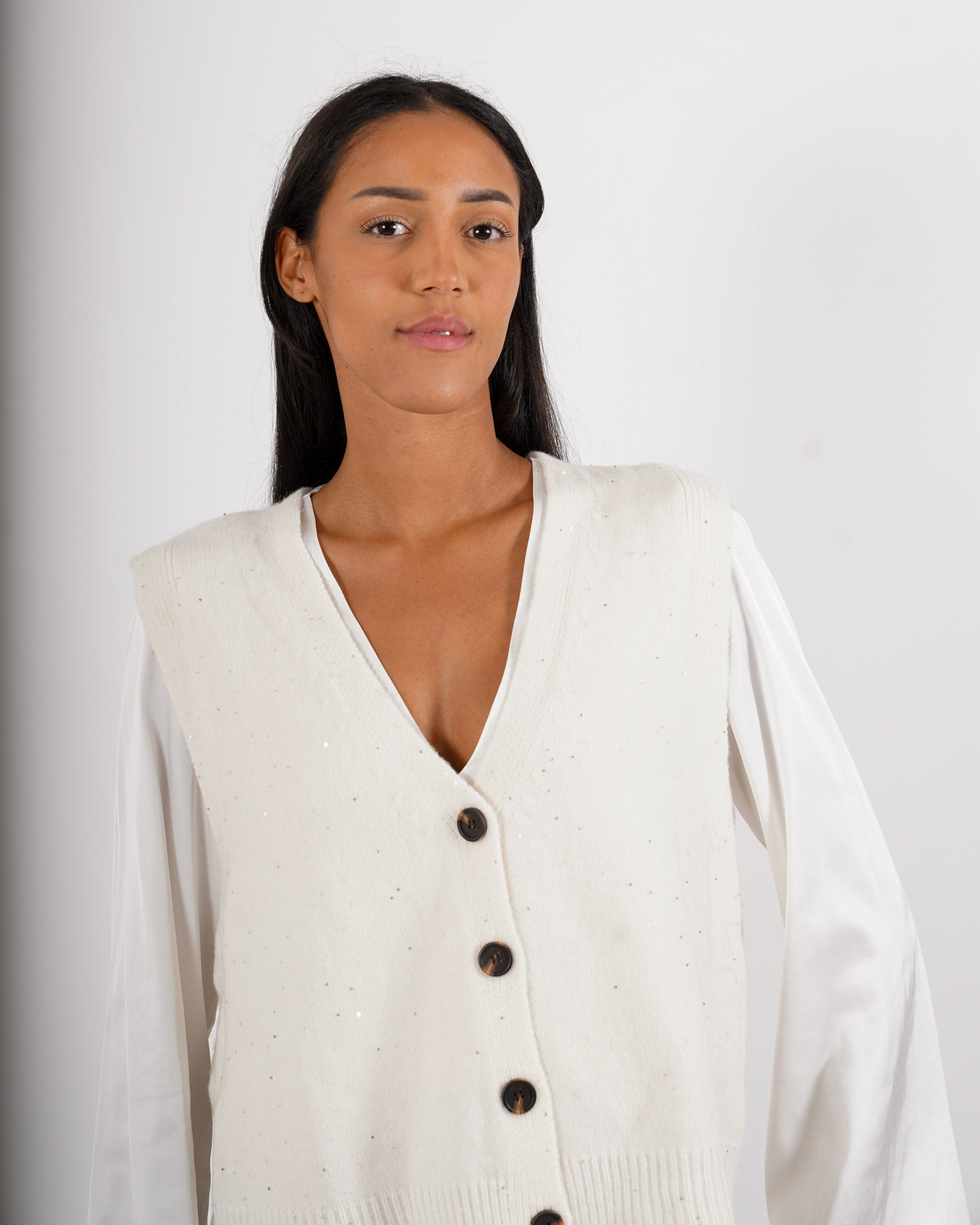 Gilet over in tricot con micropaillettes - Gregoria