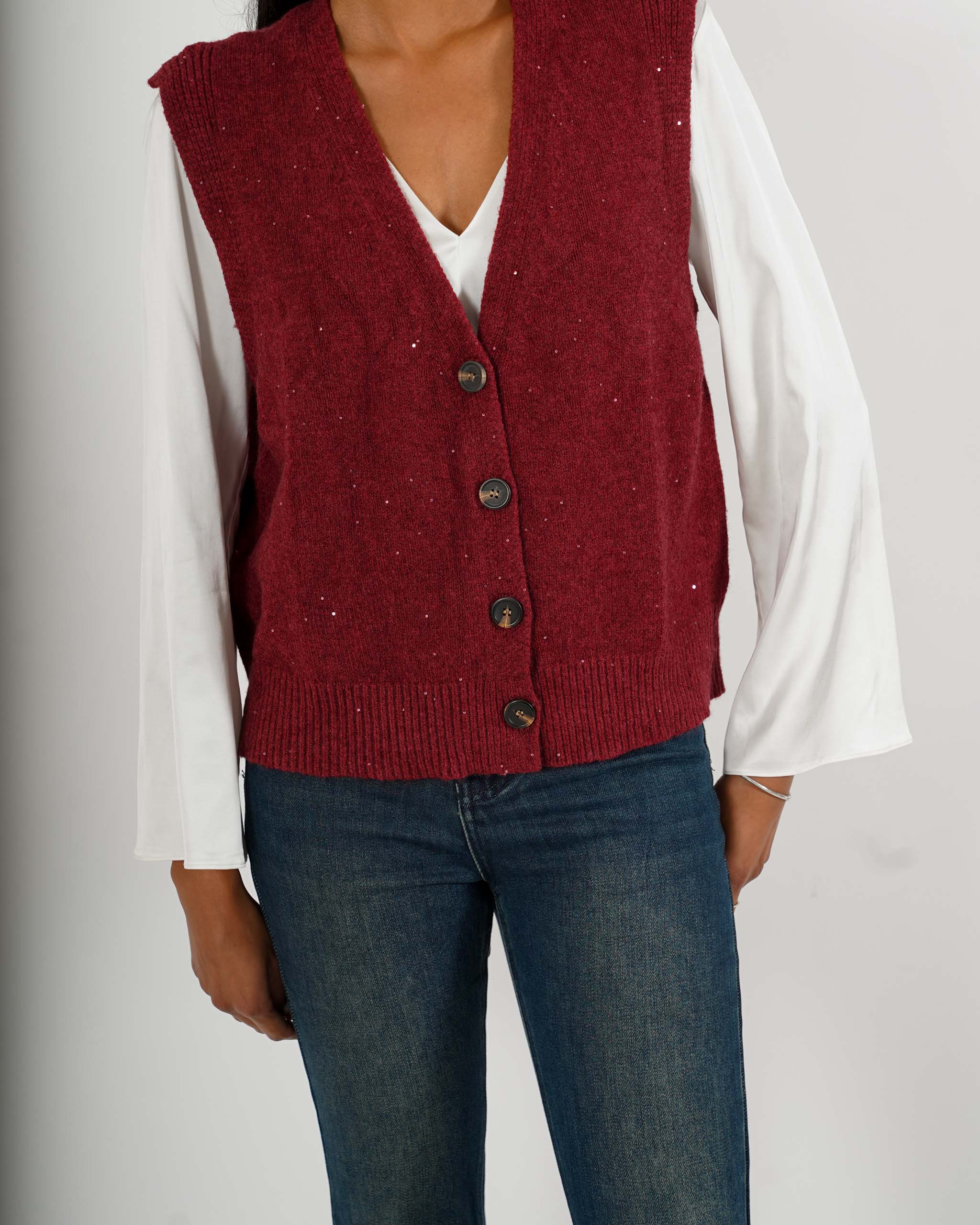 Gilet over in tricot con micropaillettes - Gregoria