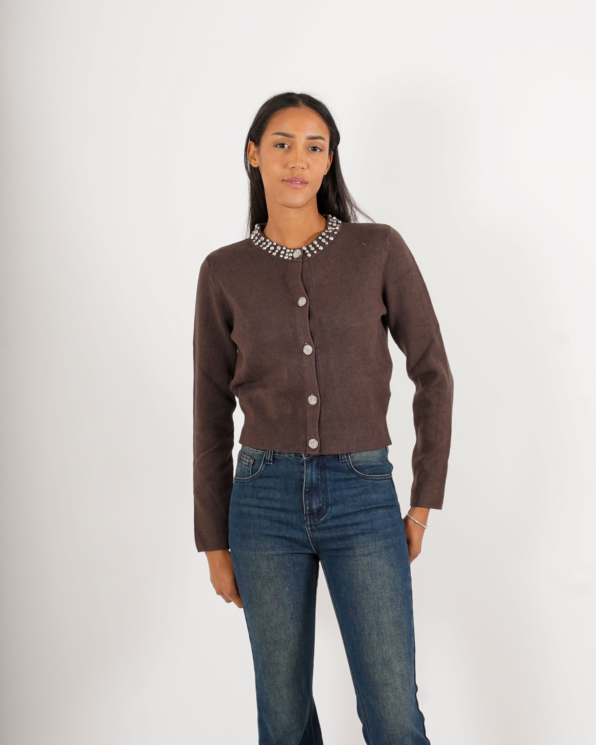 Cardigan con bottoni gioiello e applicazioni - Luciana