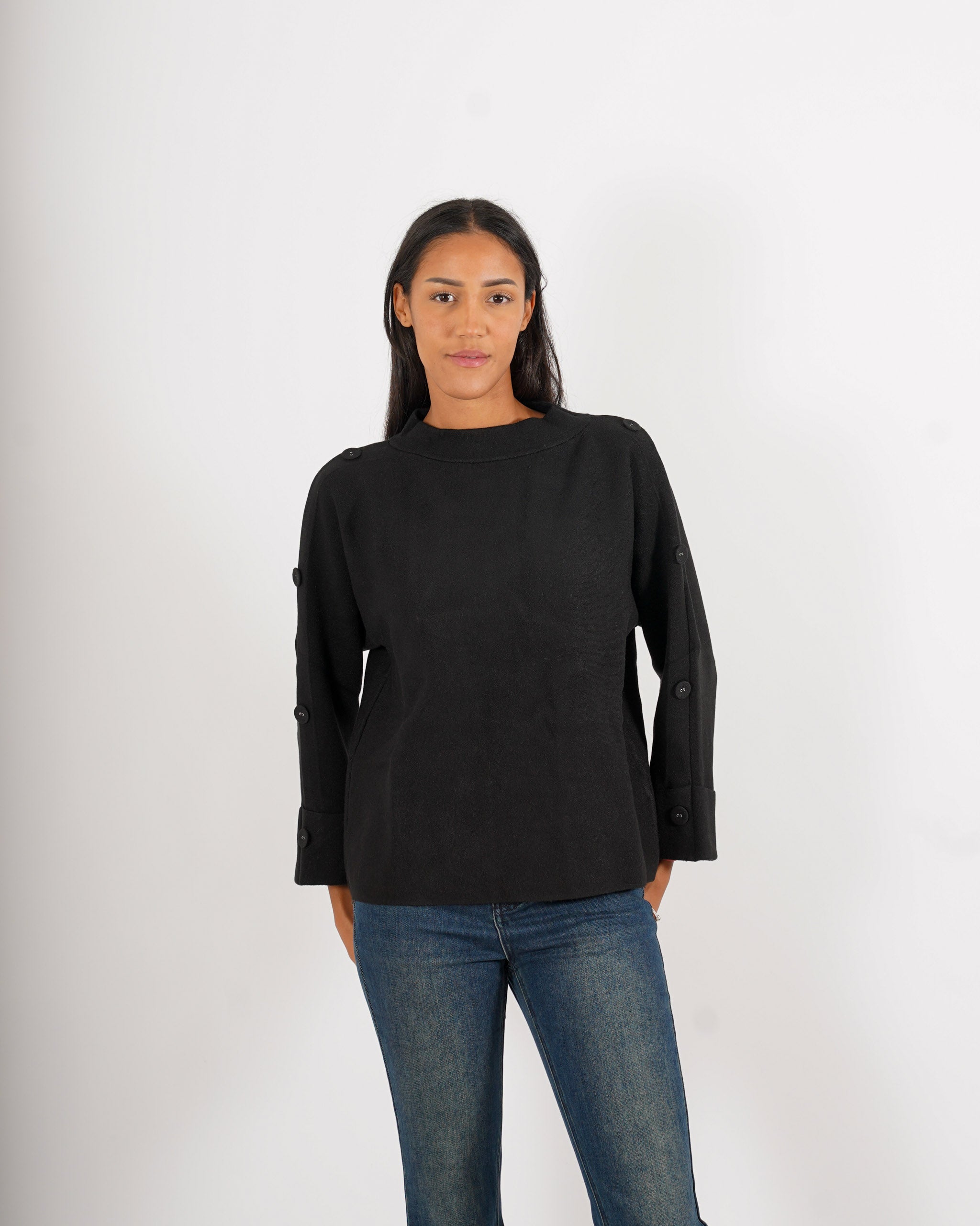 Maglia girocollo con bottoni sulle maniche - Giacoma