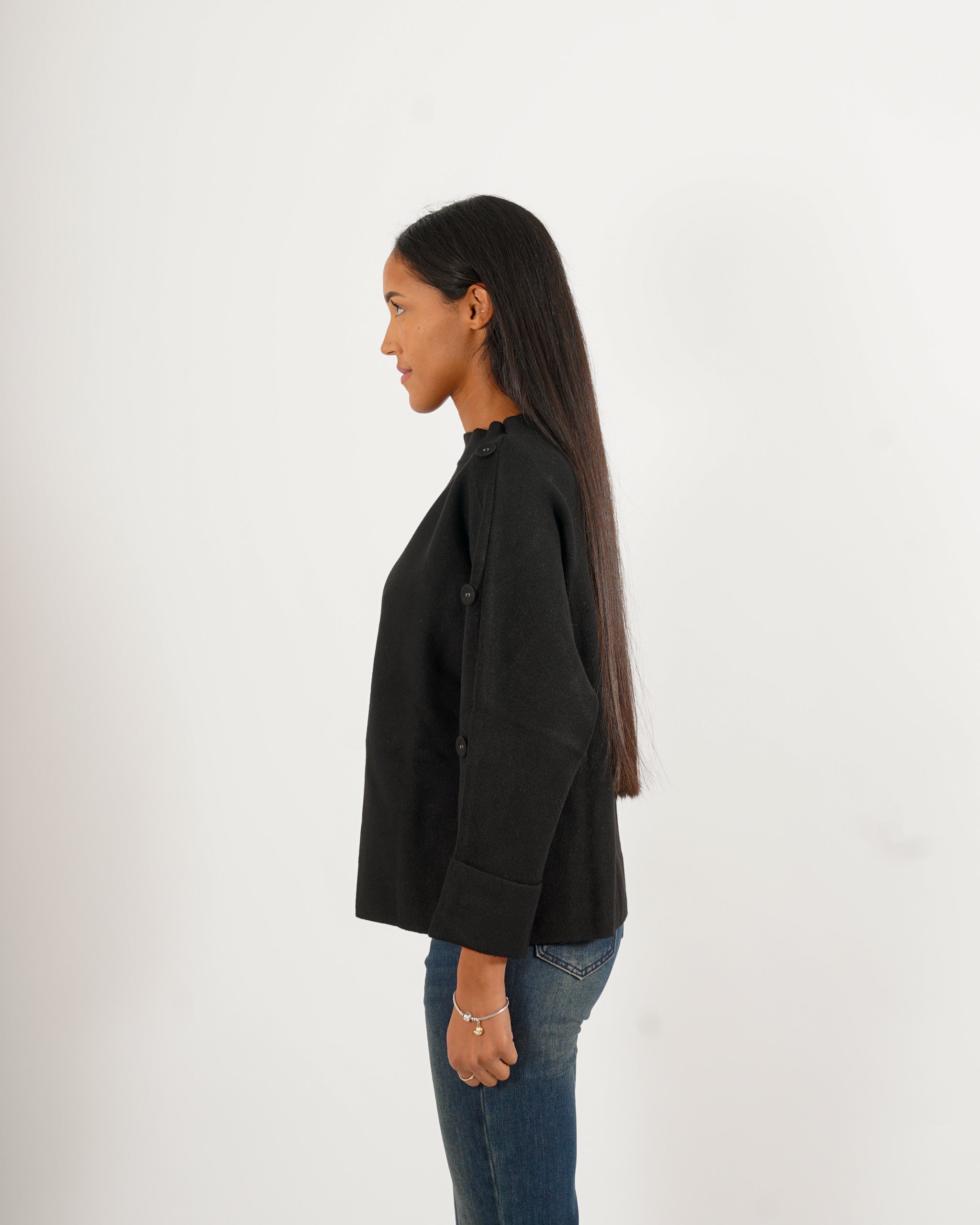 Maglia girocollo con bottoni sulle maniche - Giacoma