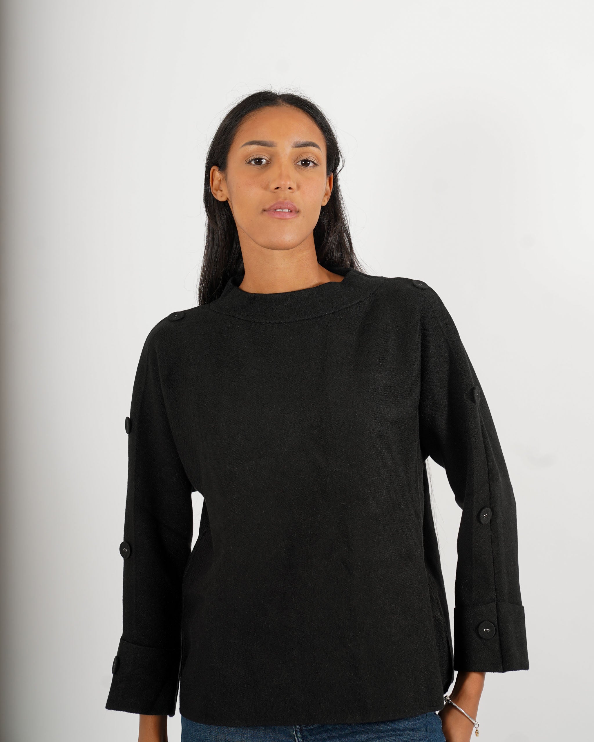 Maglia girocollo con bottoni sulle maniche - Giacoma