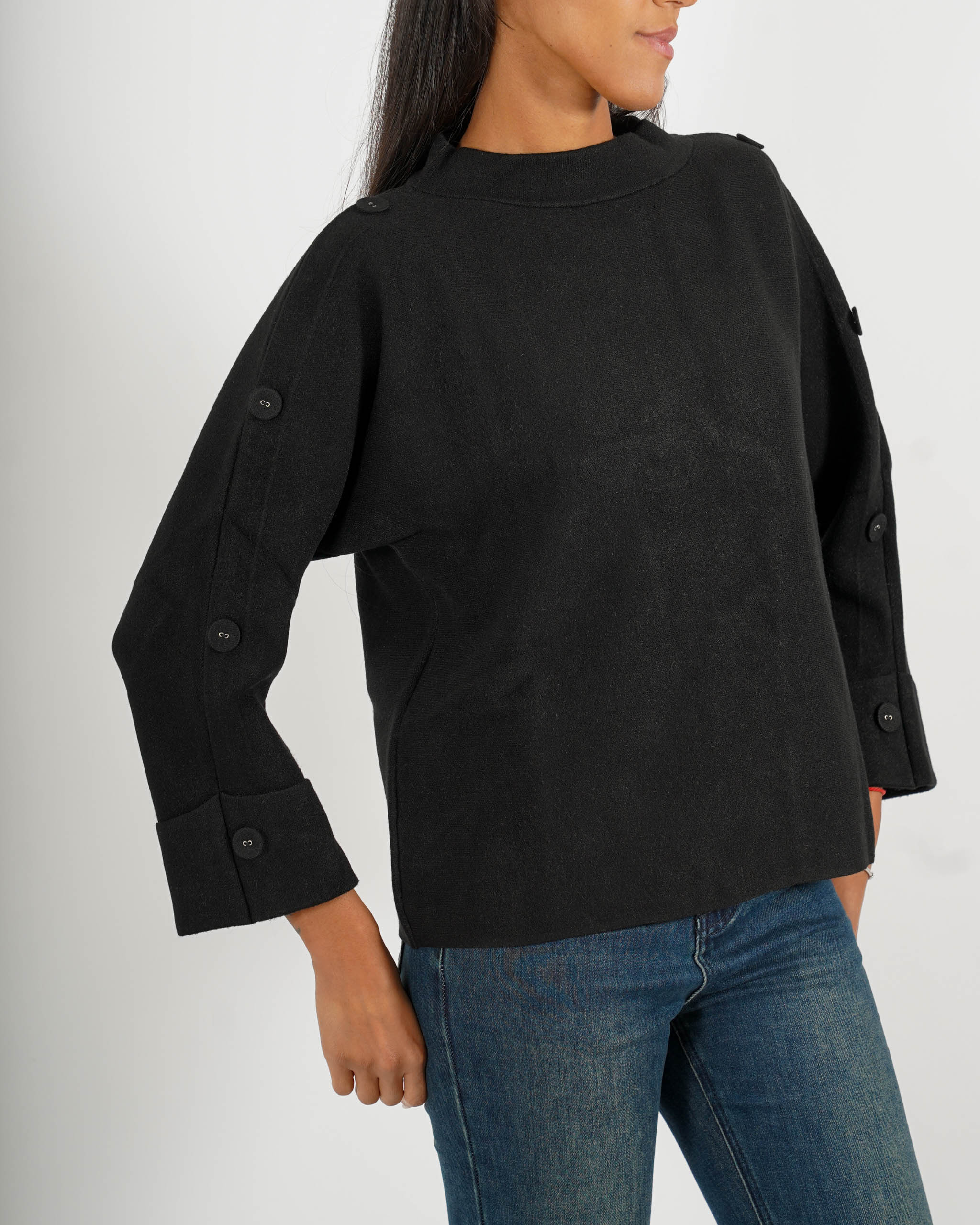 Maglia girocollo con bottoni sulle maniche - Giacoma