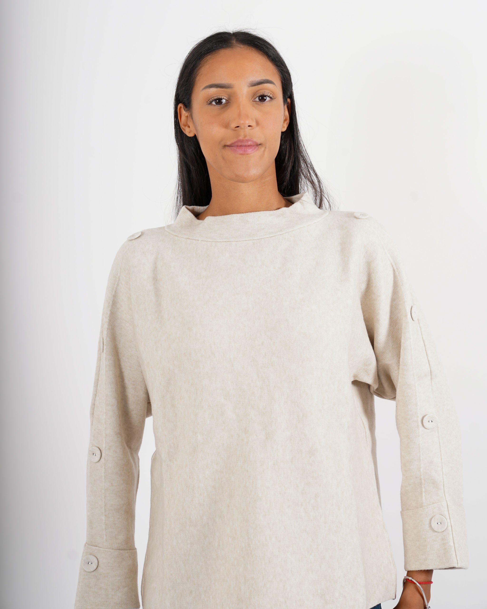 Maglia girocollo con bottoni sulle maniche - Giacoma