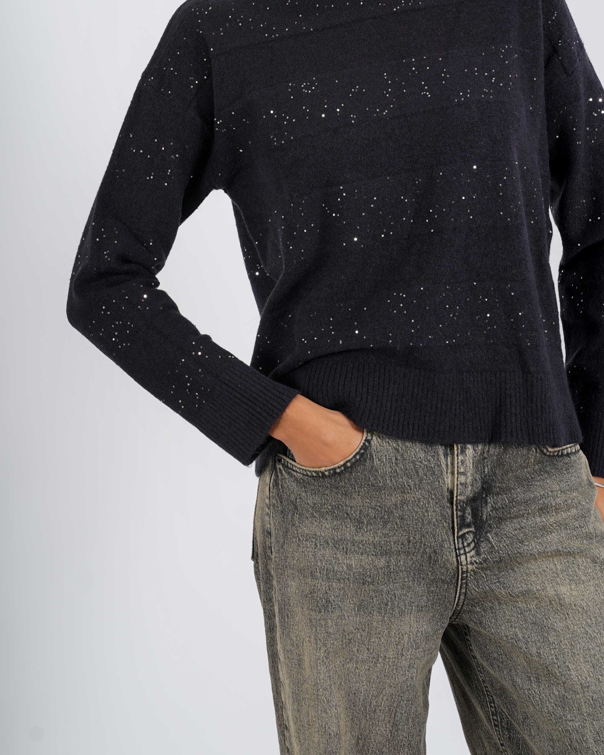 Maglia girocollo con micro paillettes - Melchiorre