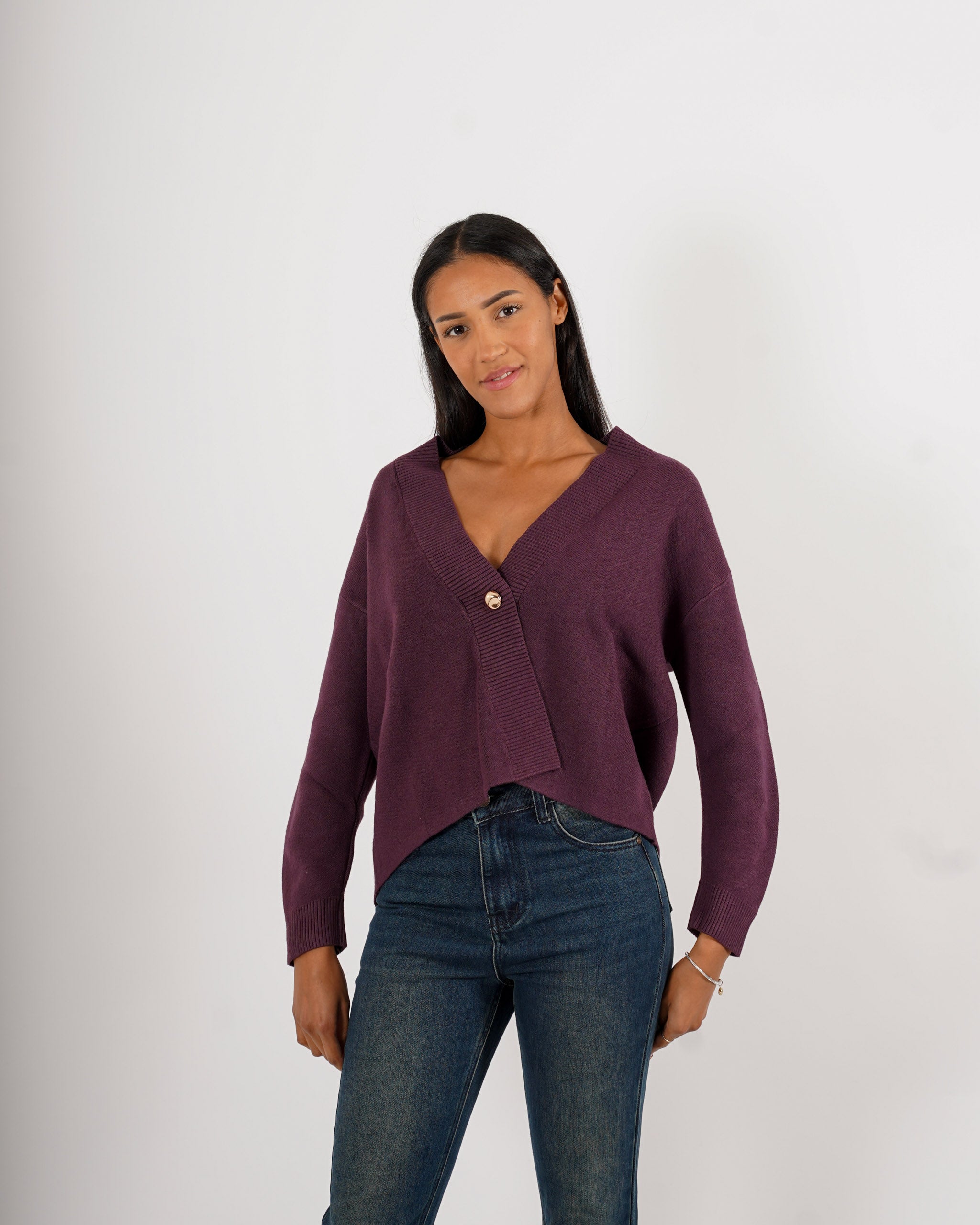 Cardigan in maglia con un bottone oro - Ilaria