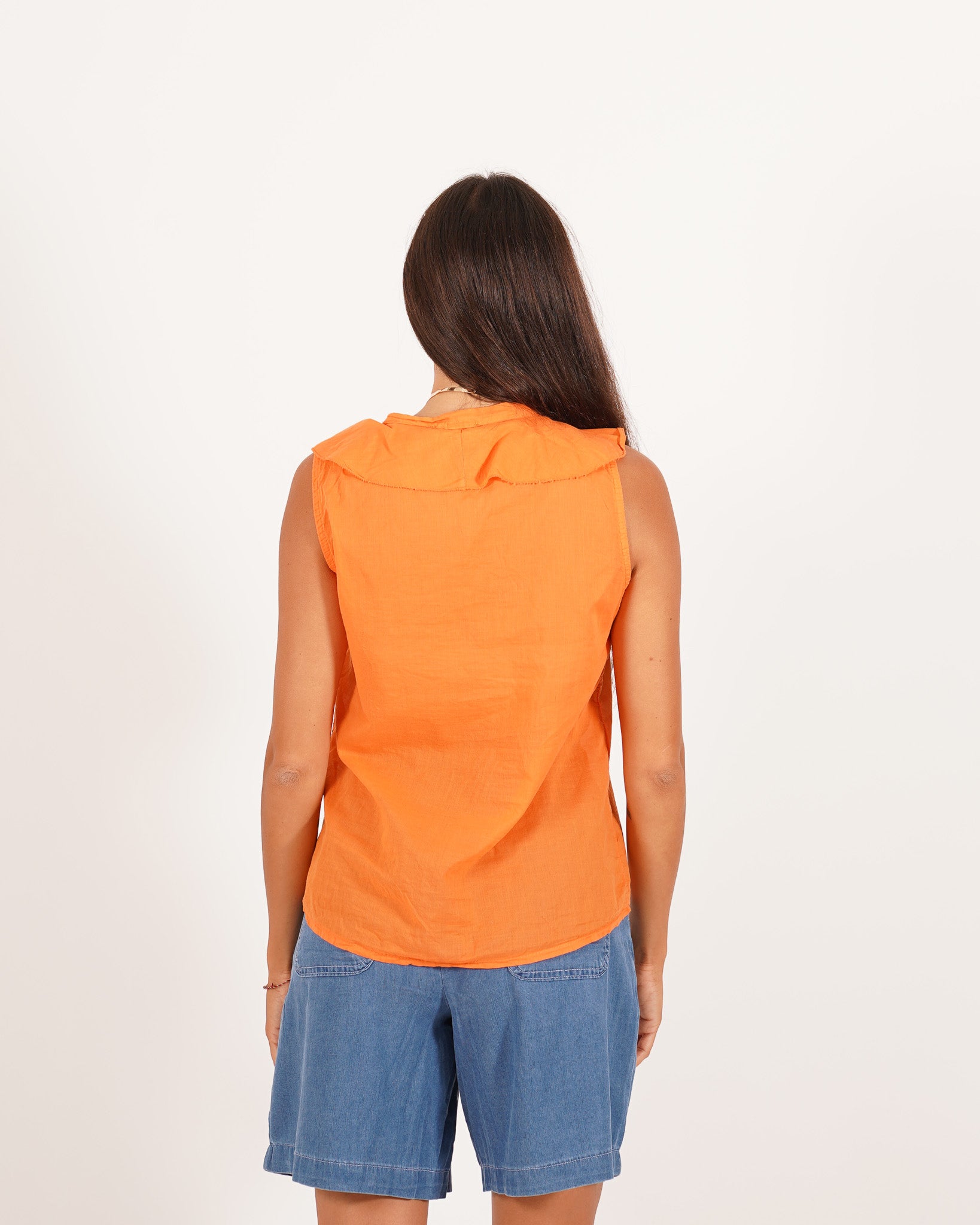 Blusa smanicata con rouche frontale - Priscilla