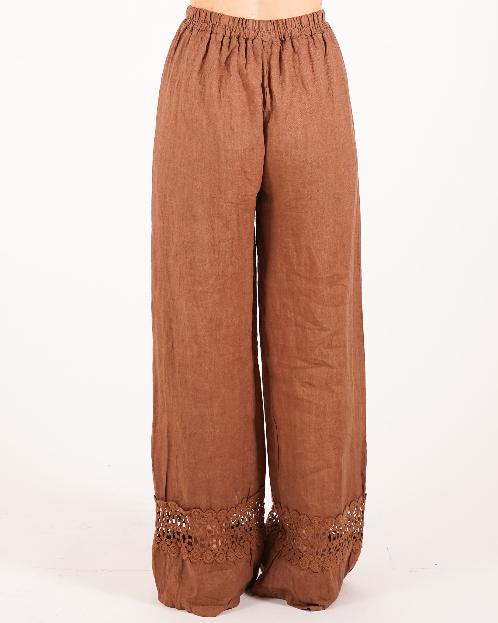 Pantaloni con elastico e passamaneria sul fondo - Caneira