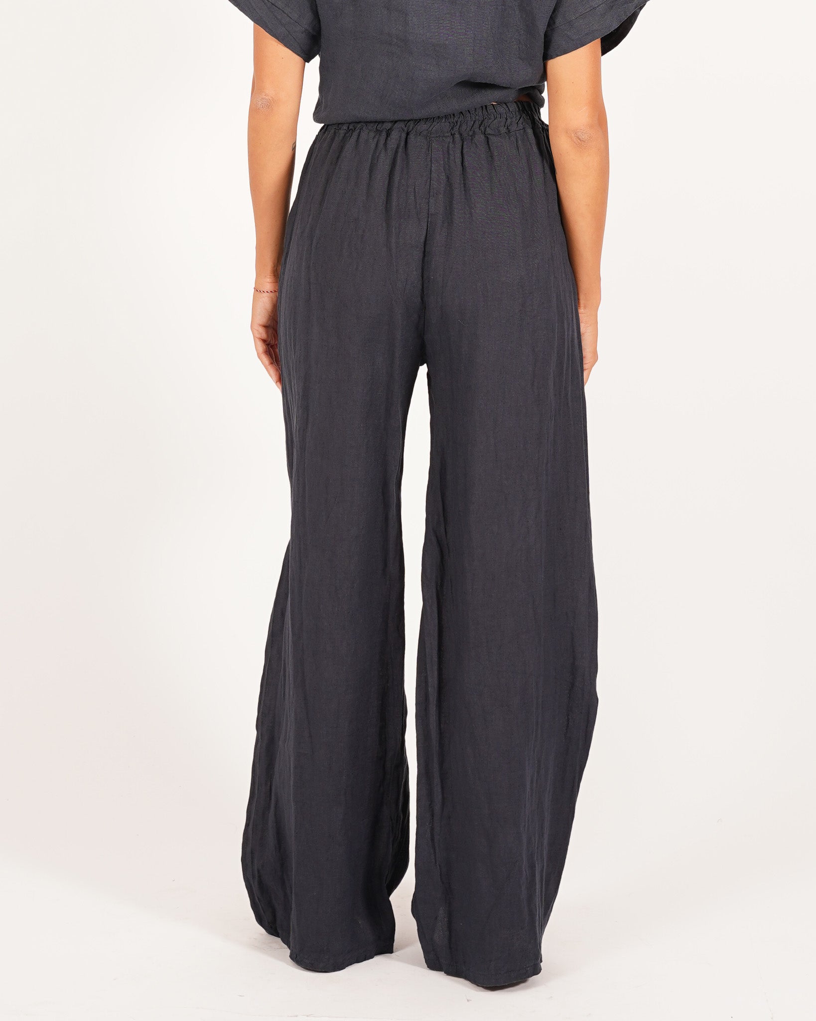 Pantaloni in lino con elastico in vita e coulisse - Galletti