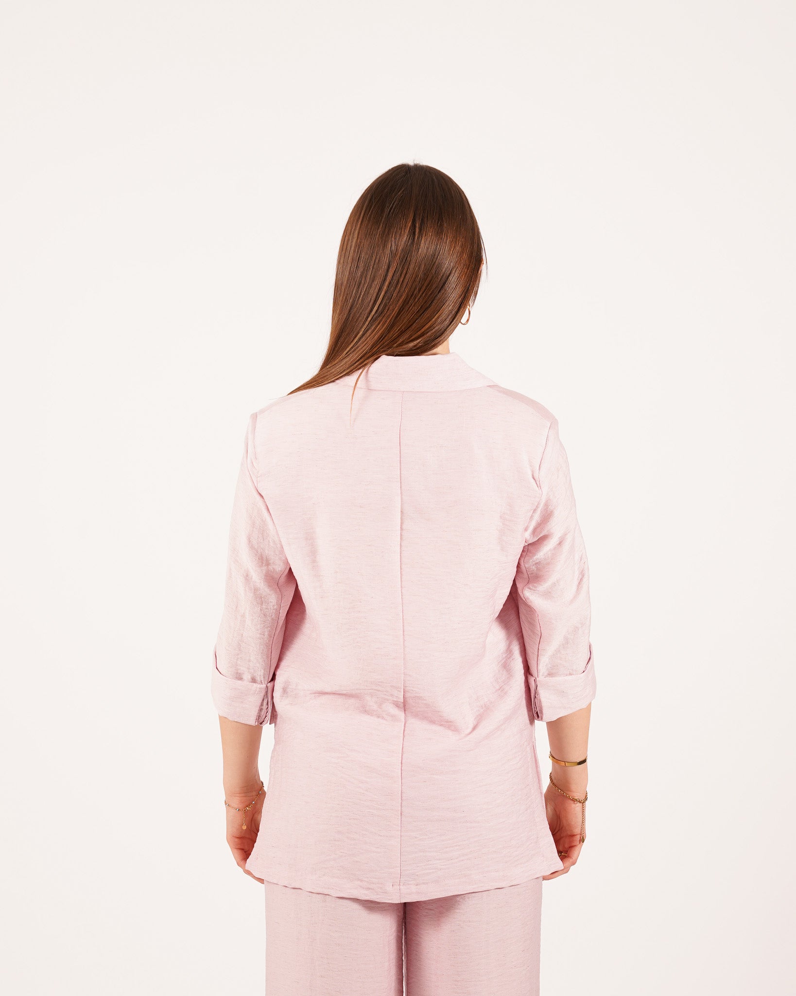 Coordinato in misto lino giacca monopetto e pantaloni - Ludovica