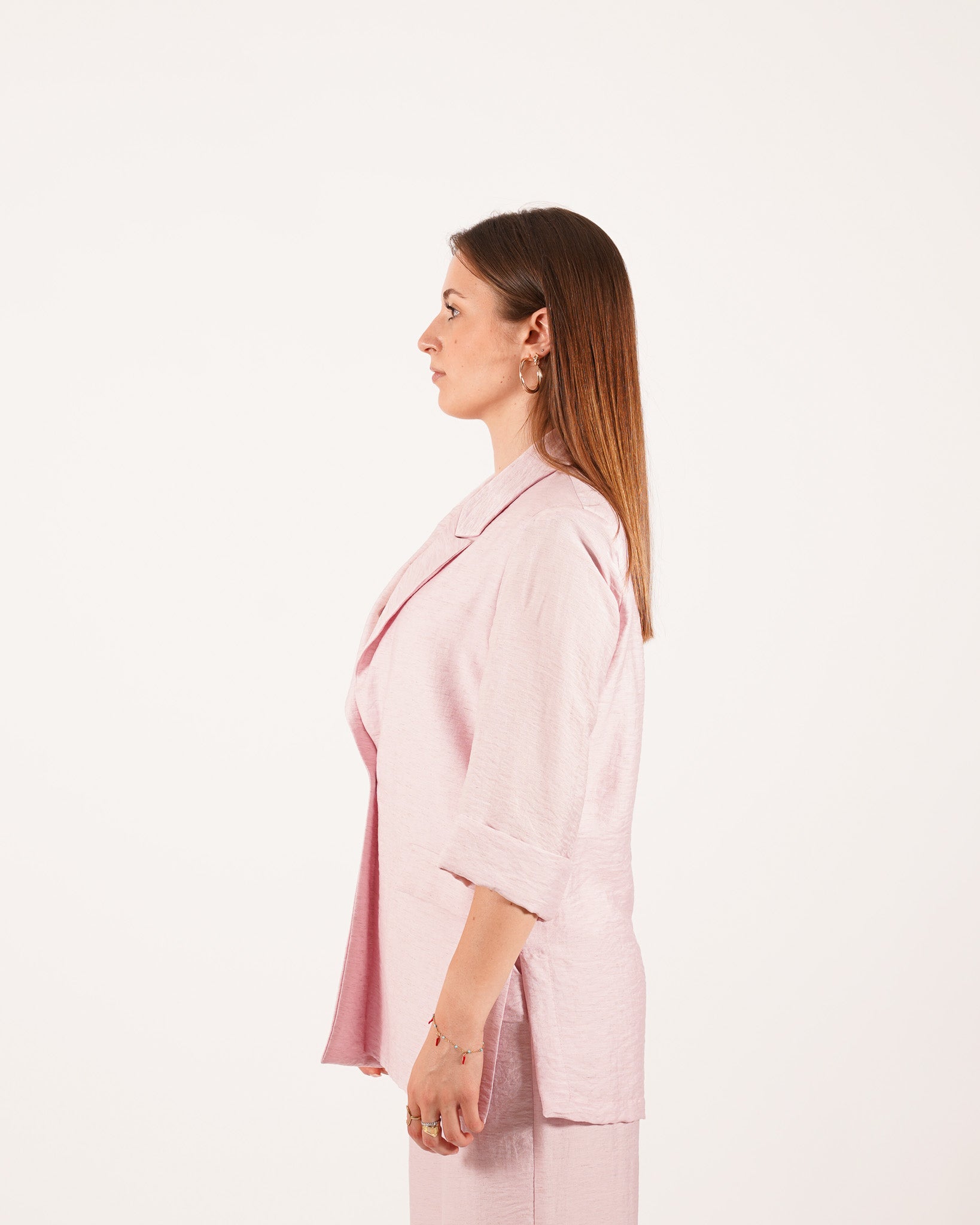 Coordinato in misto lino giacca monopetto e pantaloni - Ludovica