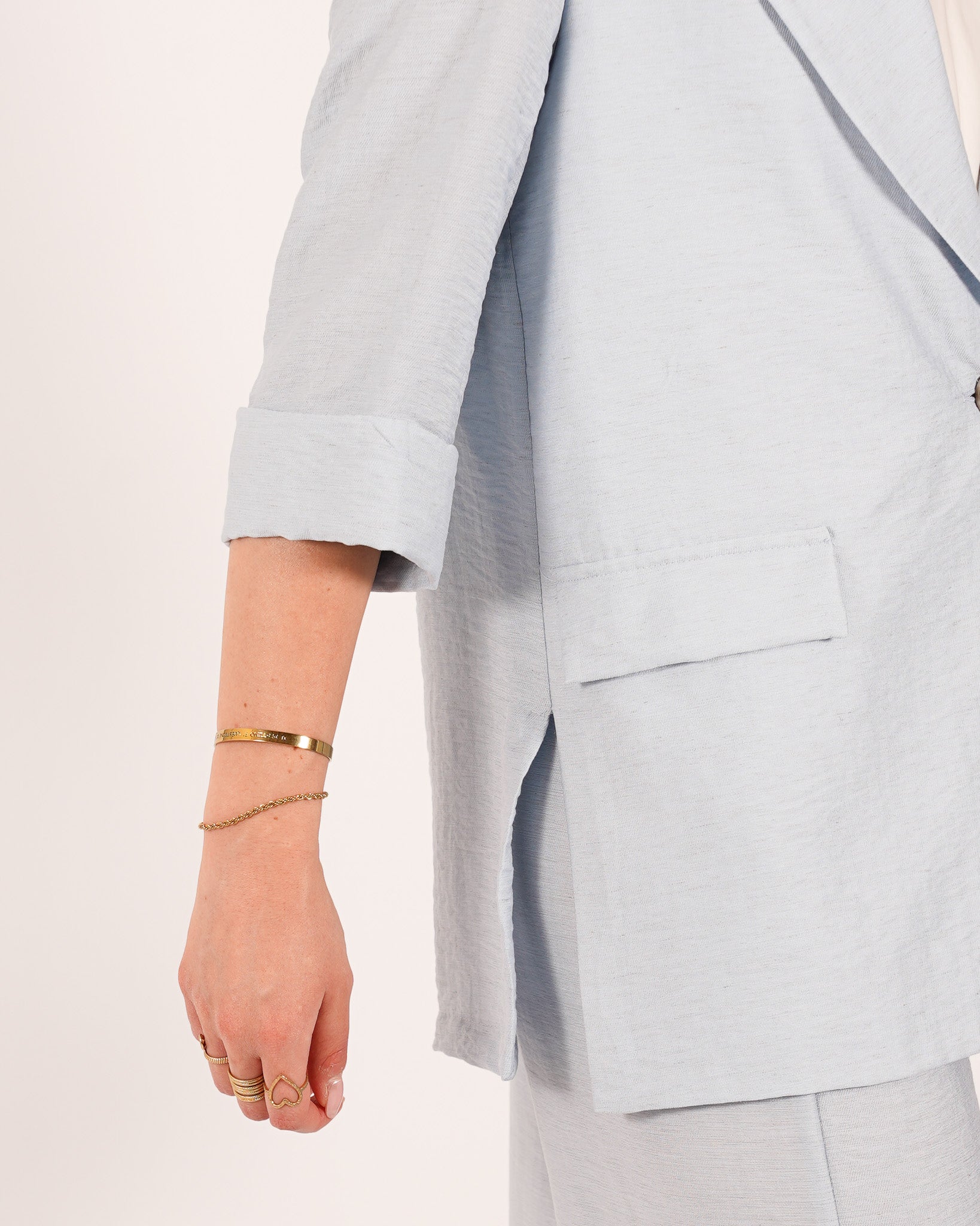Coordinato in misto lino giacca monopetto e pantaloni - Ludovica