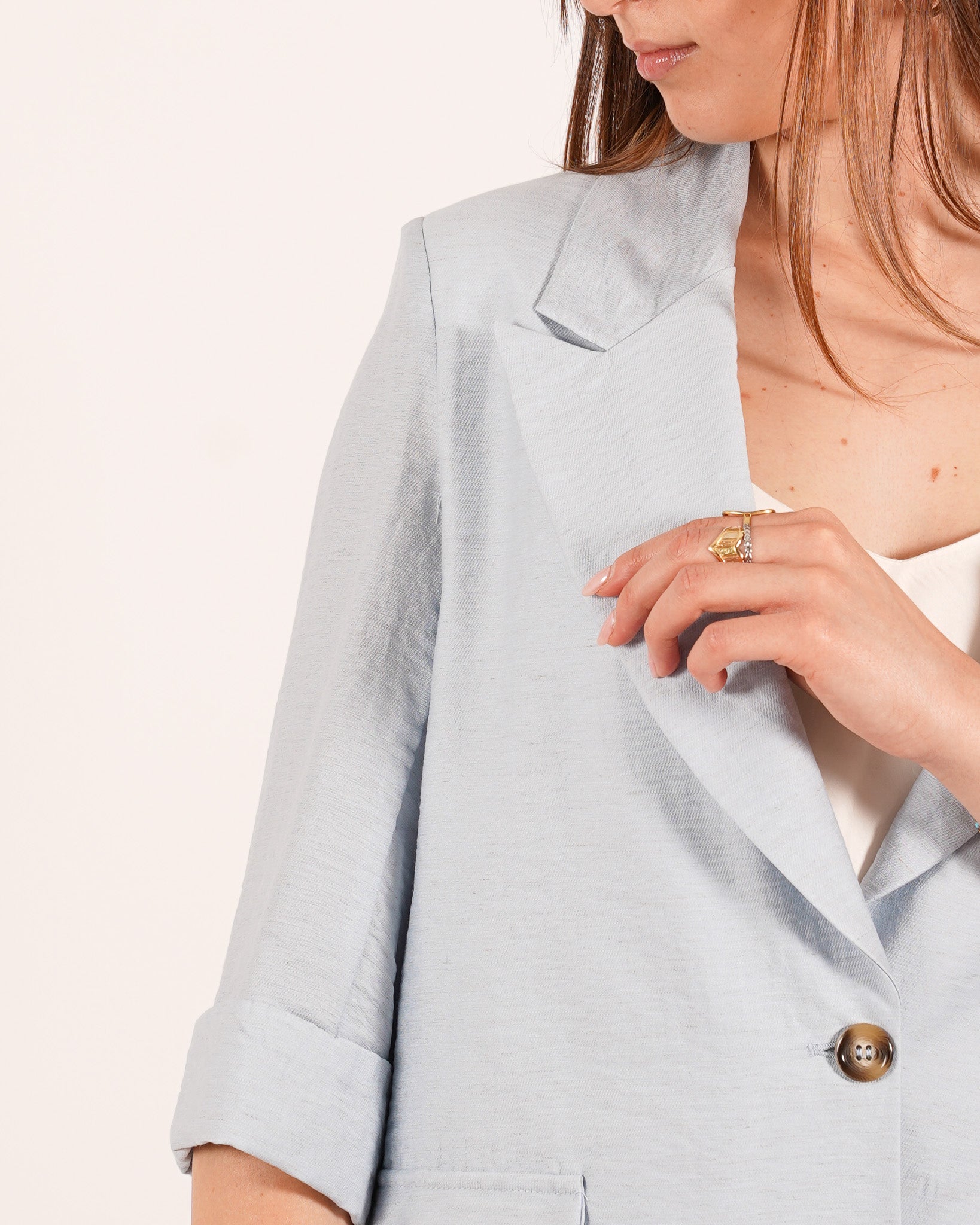 Coordinato in misto lino giacca monopetto e pantaloni - Ludovica