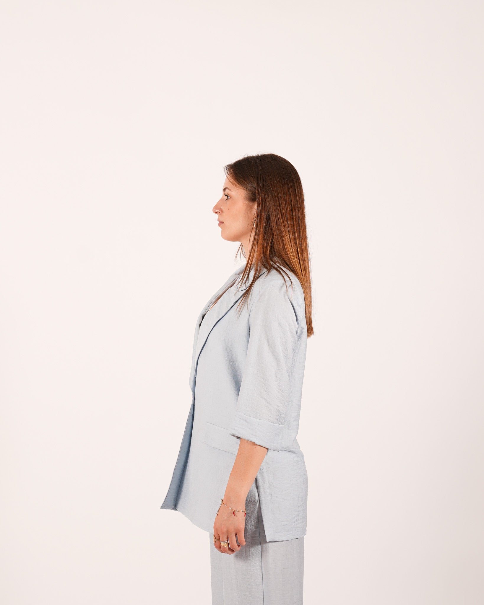 Coordinato in misto lino giacca monopetto e pantaloni - Ludovica